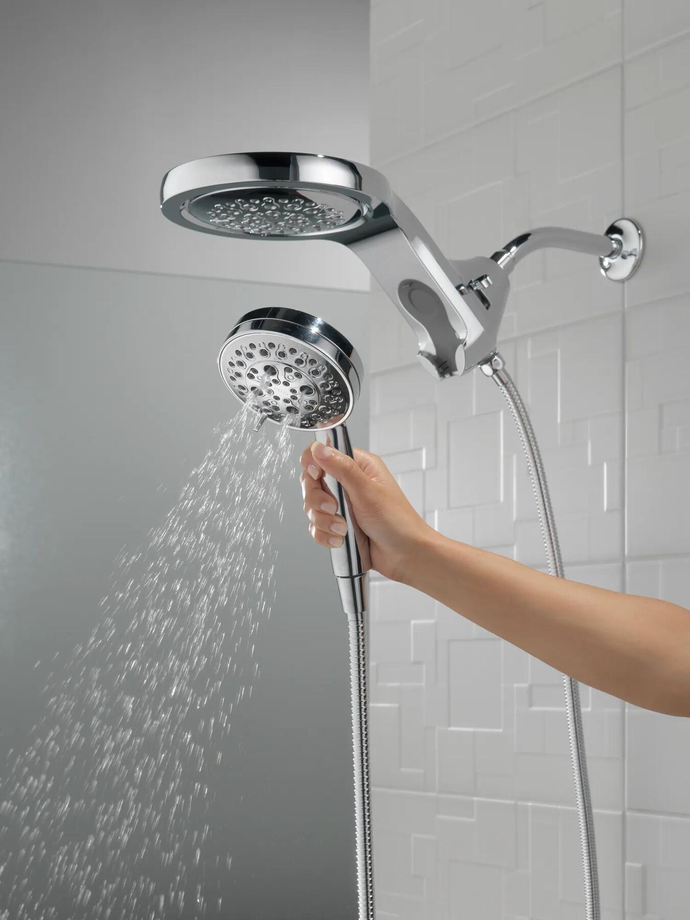 HydroRain&reg; H<sub>2</sub>Okinetic&reg; 5-Setting Two-in-One Shower Head