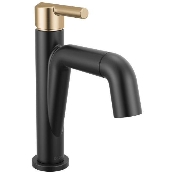 Single Handle Pull-Down Bathroom Faucet in Matte Black / Champagne
