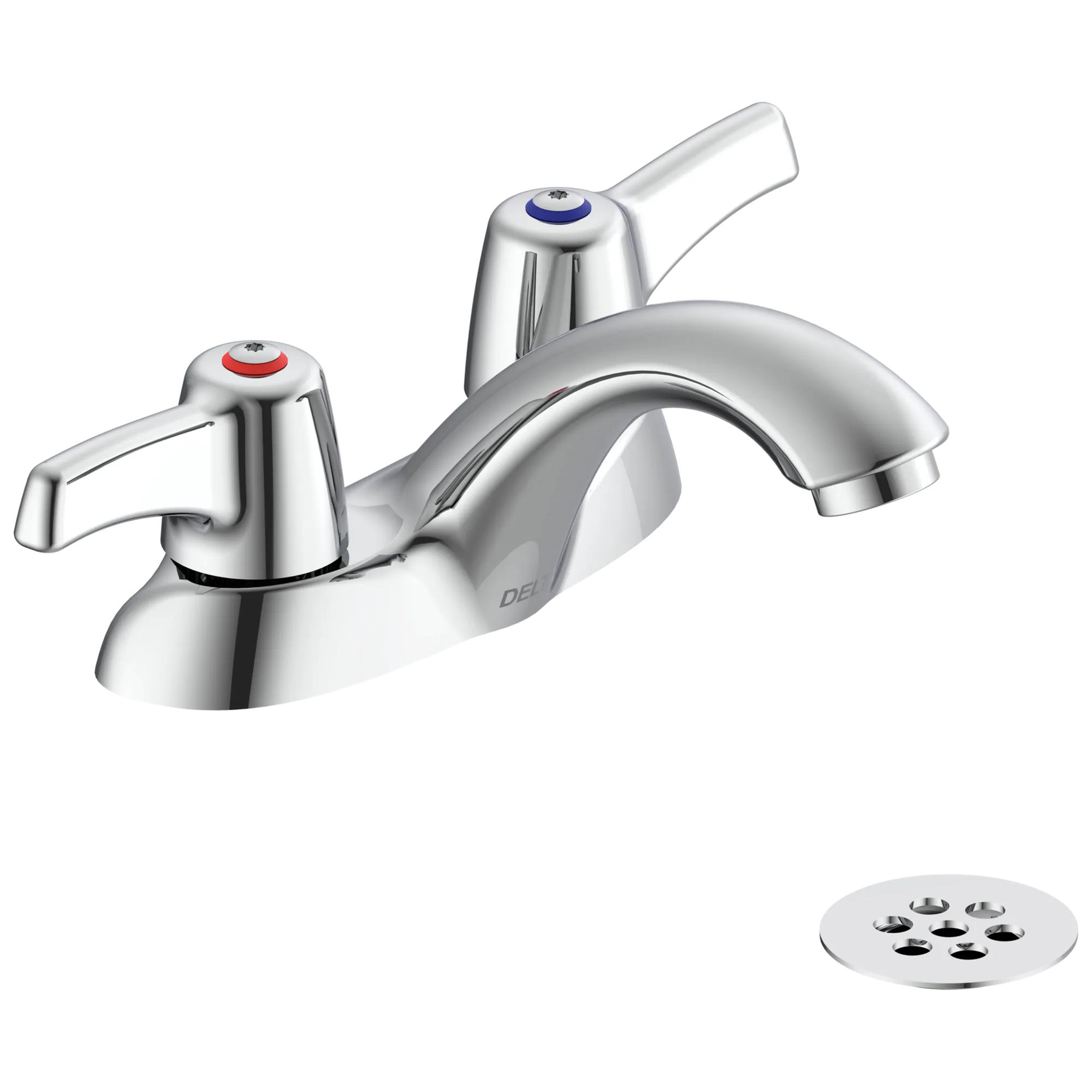 Two Handle Centerset Bathroom Faucet with Grid Strainer