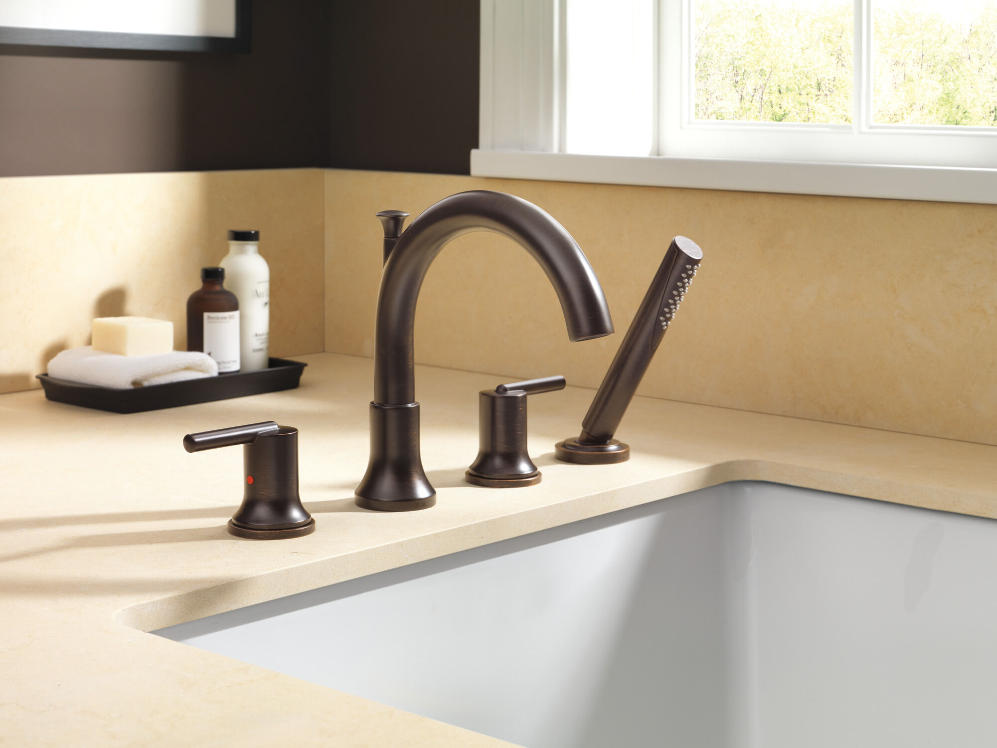 Roman Tub with Hand Shower Trim in Venetian Bronze T4759-RB