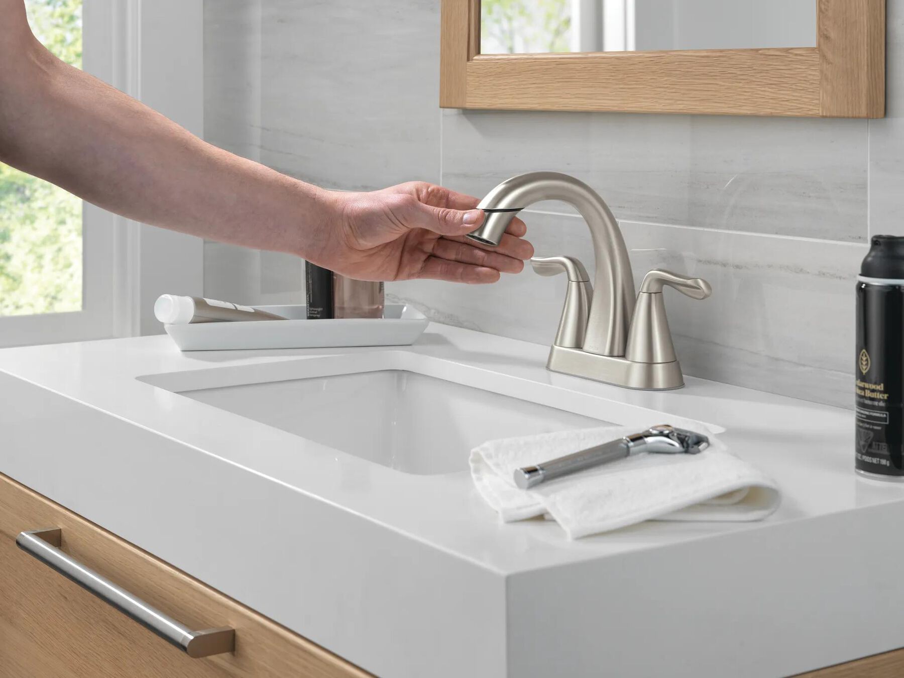 Two Handle Centerset Pull-Down Bathroom Faucet