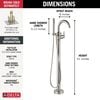 Single Handle Floor Mount Tub Filler Trim with Hand Shower