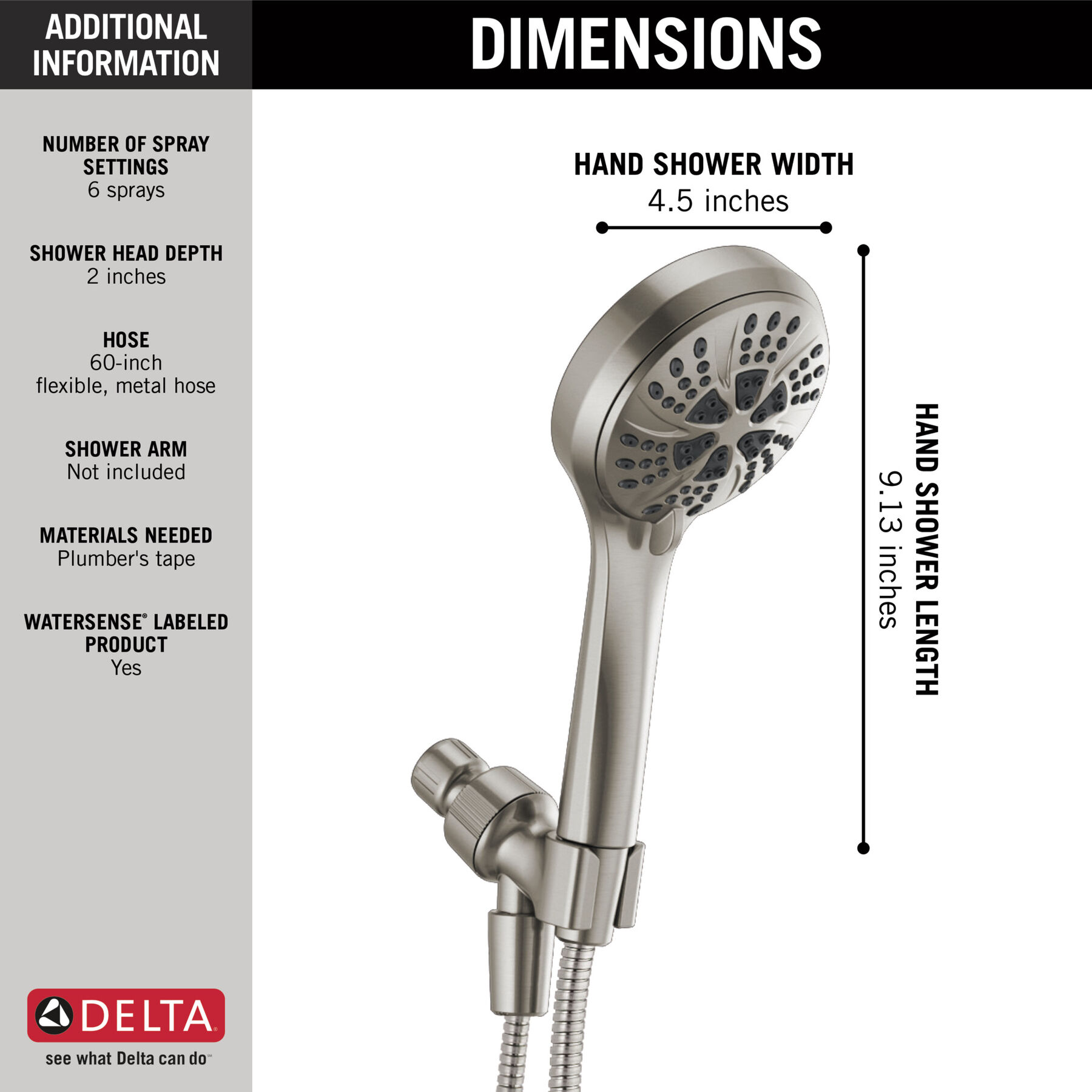 Hand Shower 2.5 GPM 6-Setting