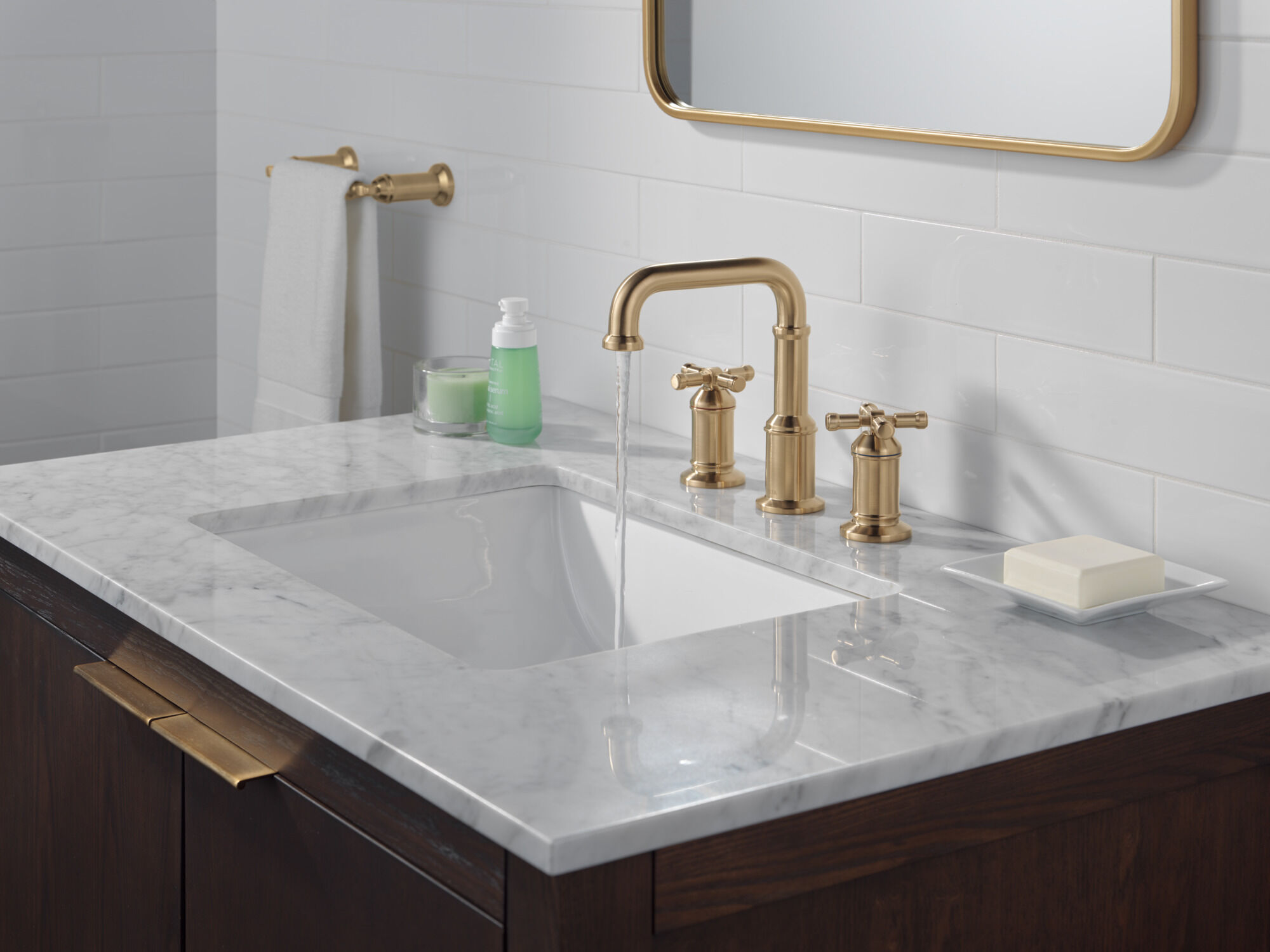 Two Handle Widespread Bathroom Faucet in Lumicoat® Champagne