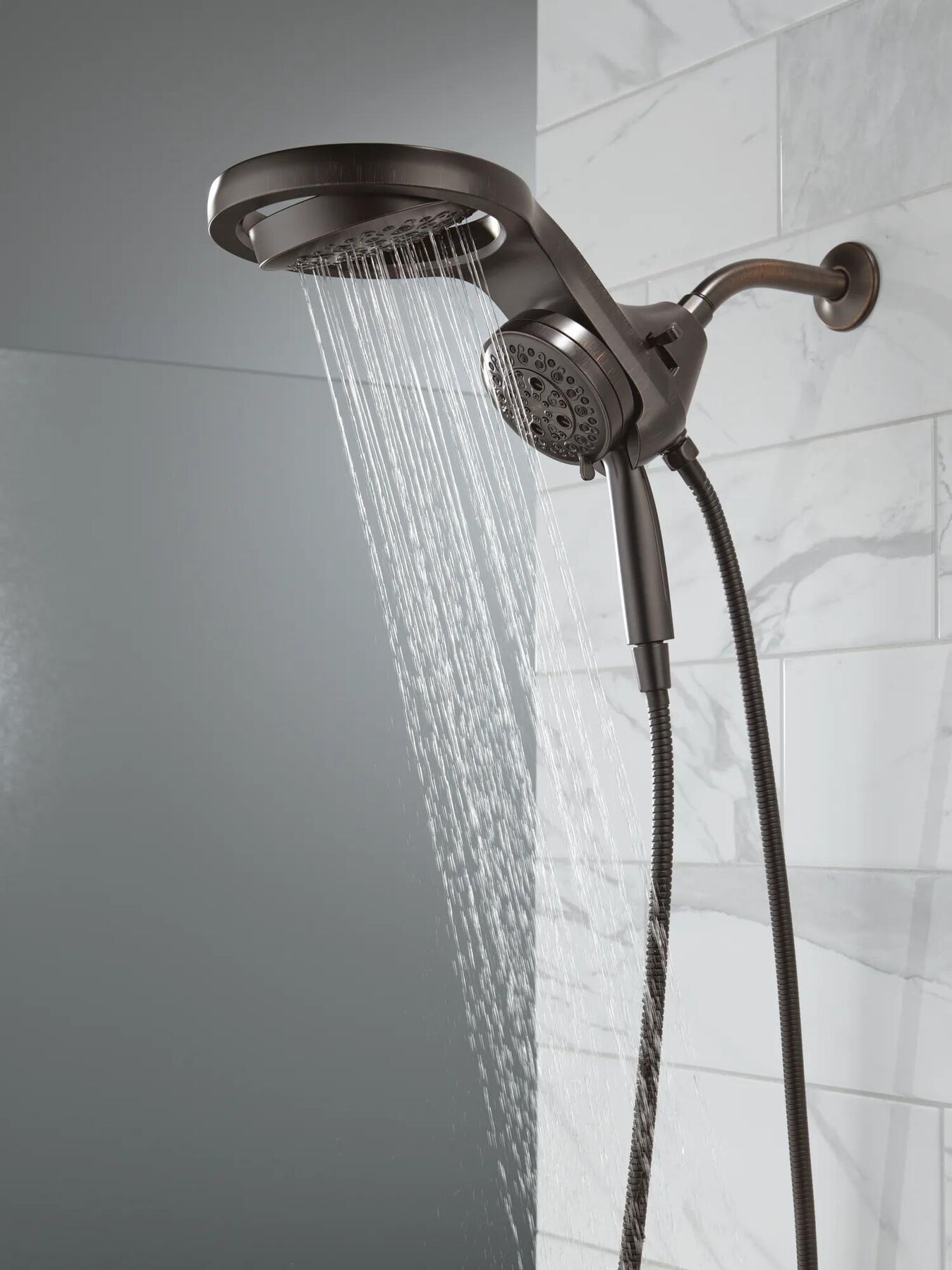 HydroRain&reg; H<sub>2</sub>Okinetic&reg; 5-Setting Two-in-One Shower Head