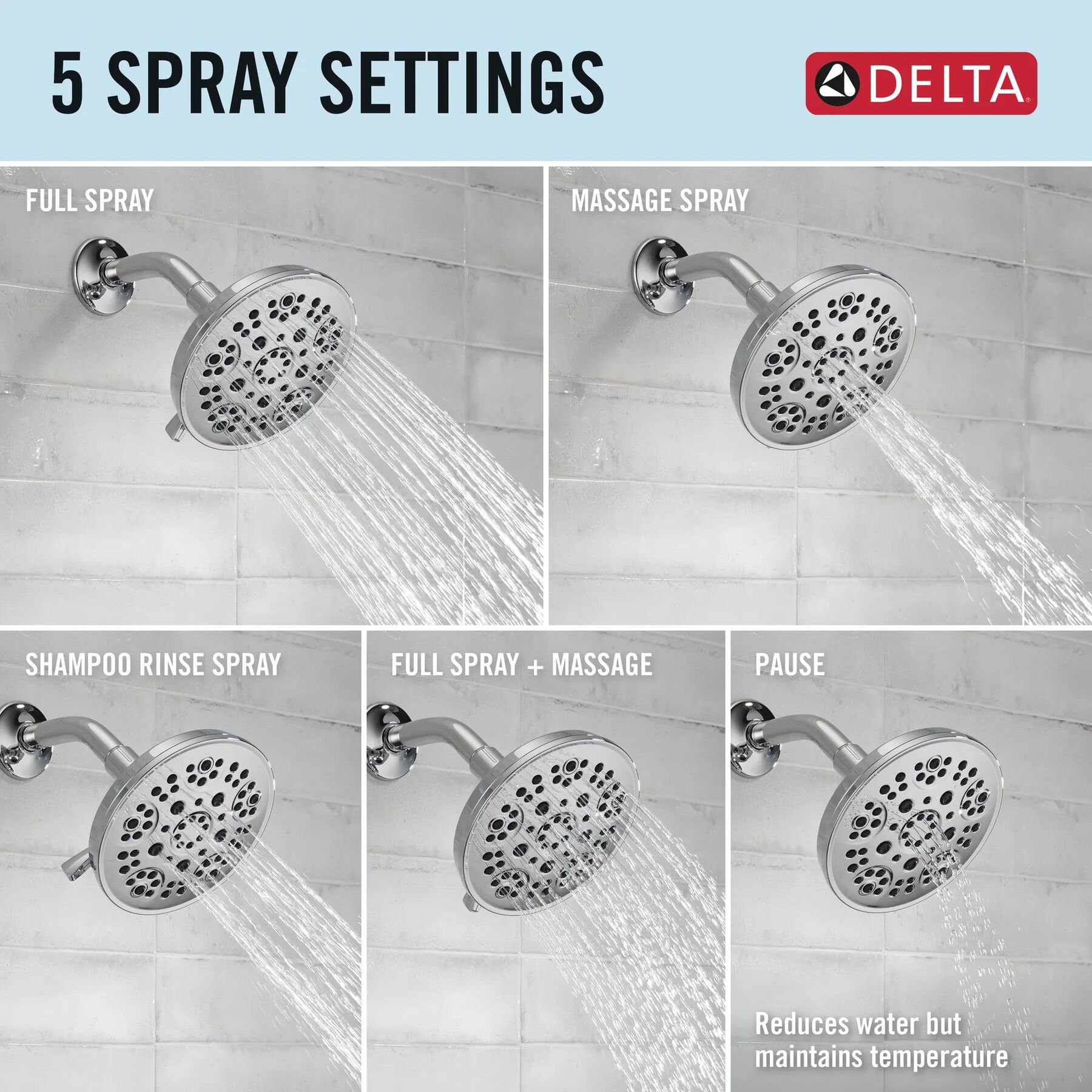 Detangling Hand Shower with 5- Setting Showerhead and Shower Filter Bundle
