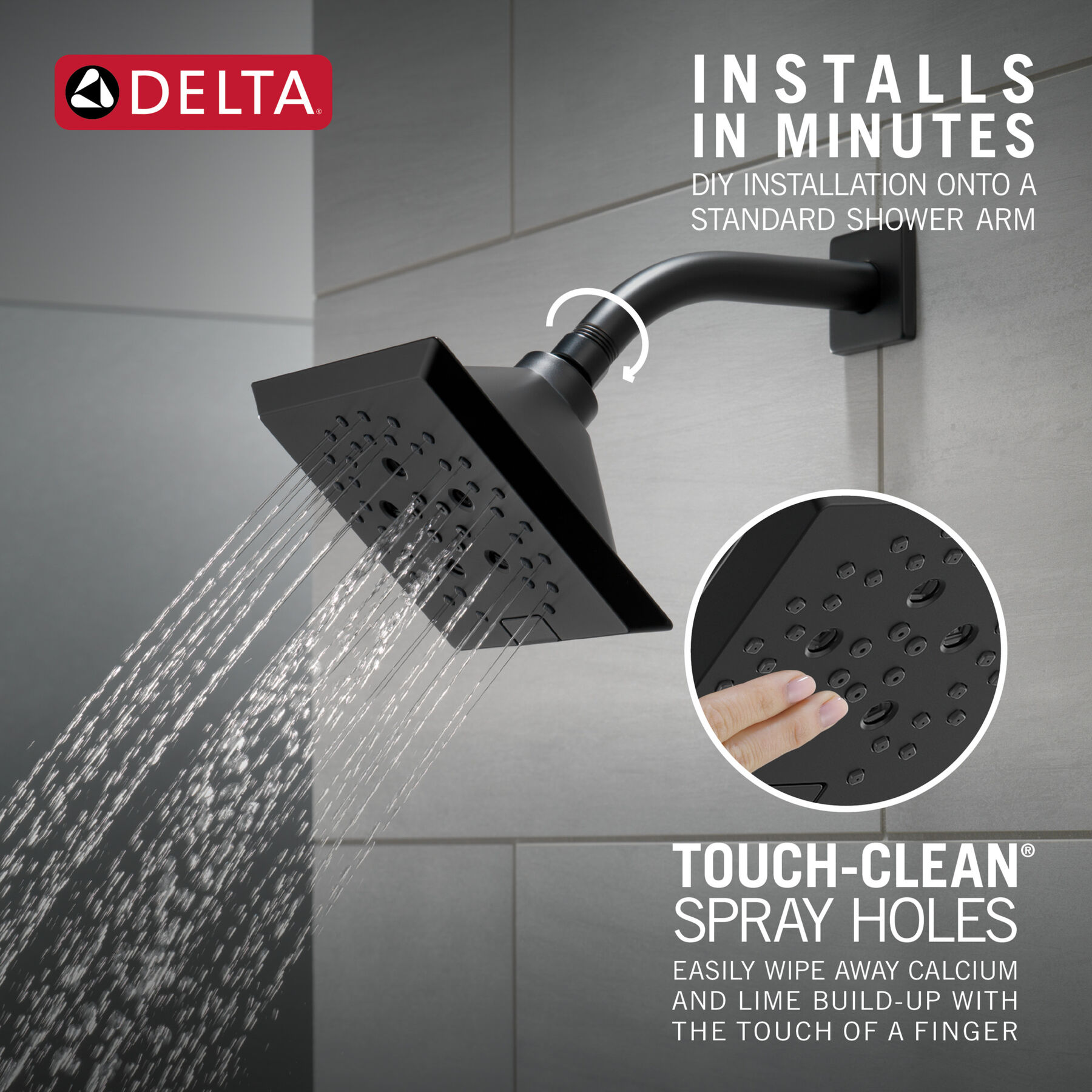 H<sub>2</sub>Okinetic&reg; 5-Setting Angular Modern Raincan Shower Head