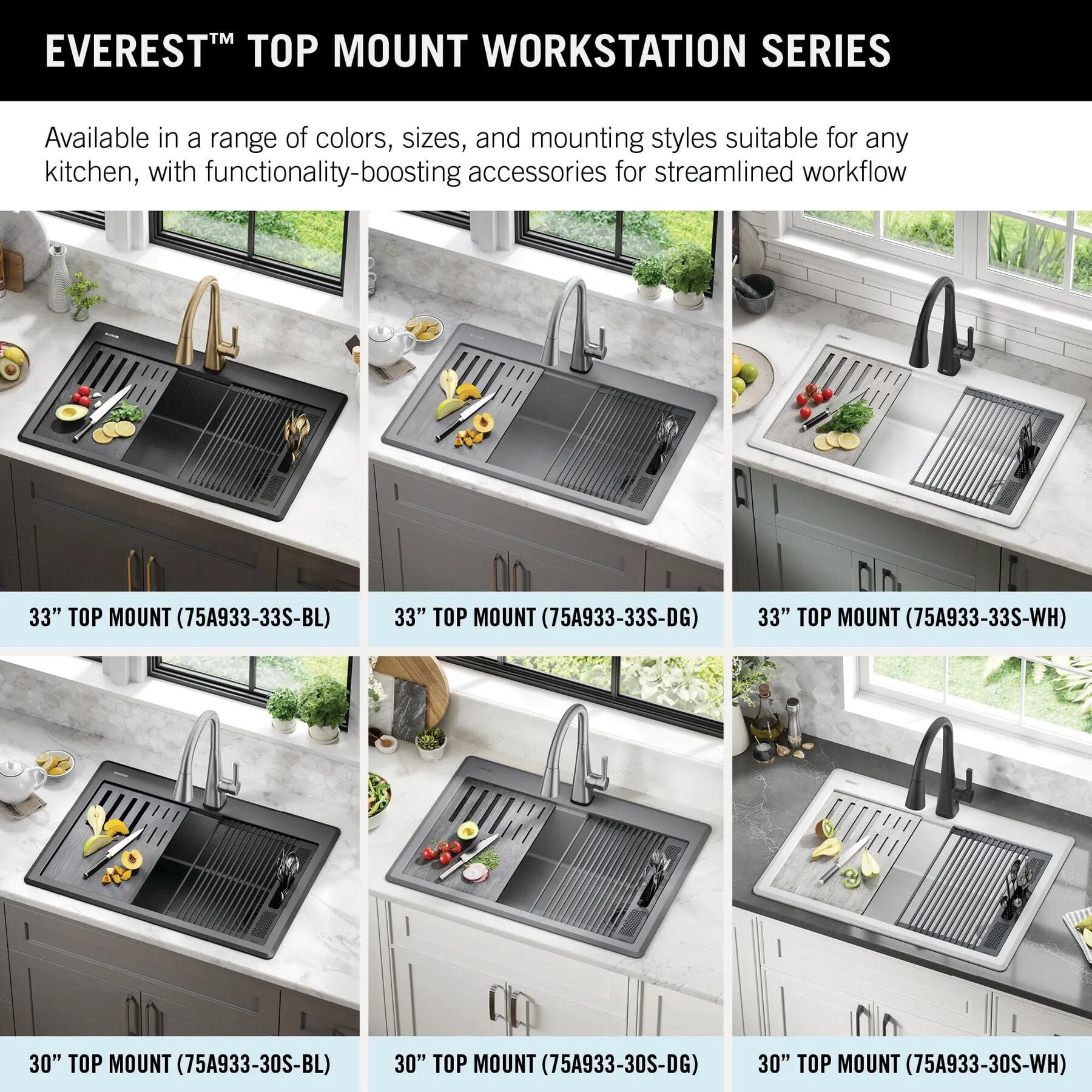 30&rdquo; Granite Composite Workstation Kitchen Sink Drop-In Top Mount Single Bowl with WorkFlow&trade; Ledge and Accessories in White