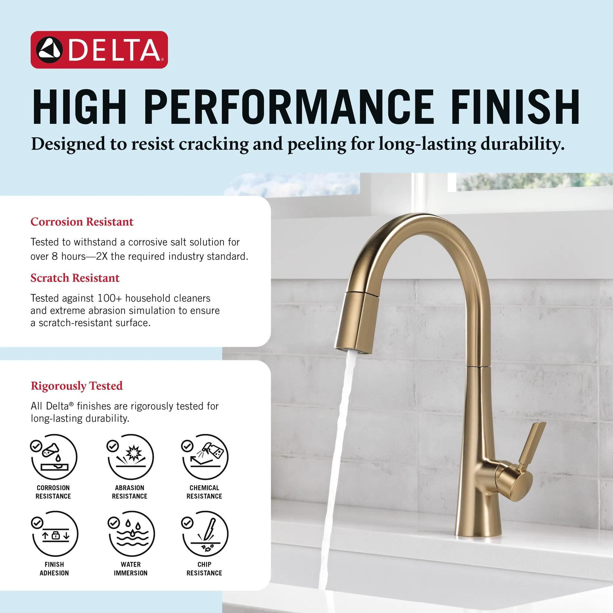 Single Handle Pull-Down Kitchen Faucet in Lumicoat® Champagne