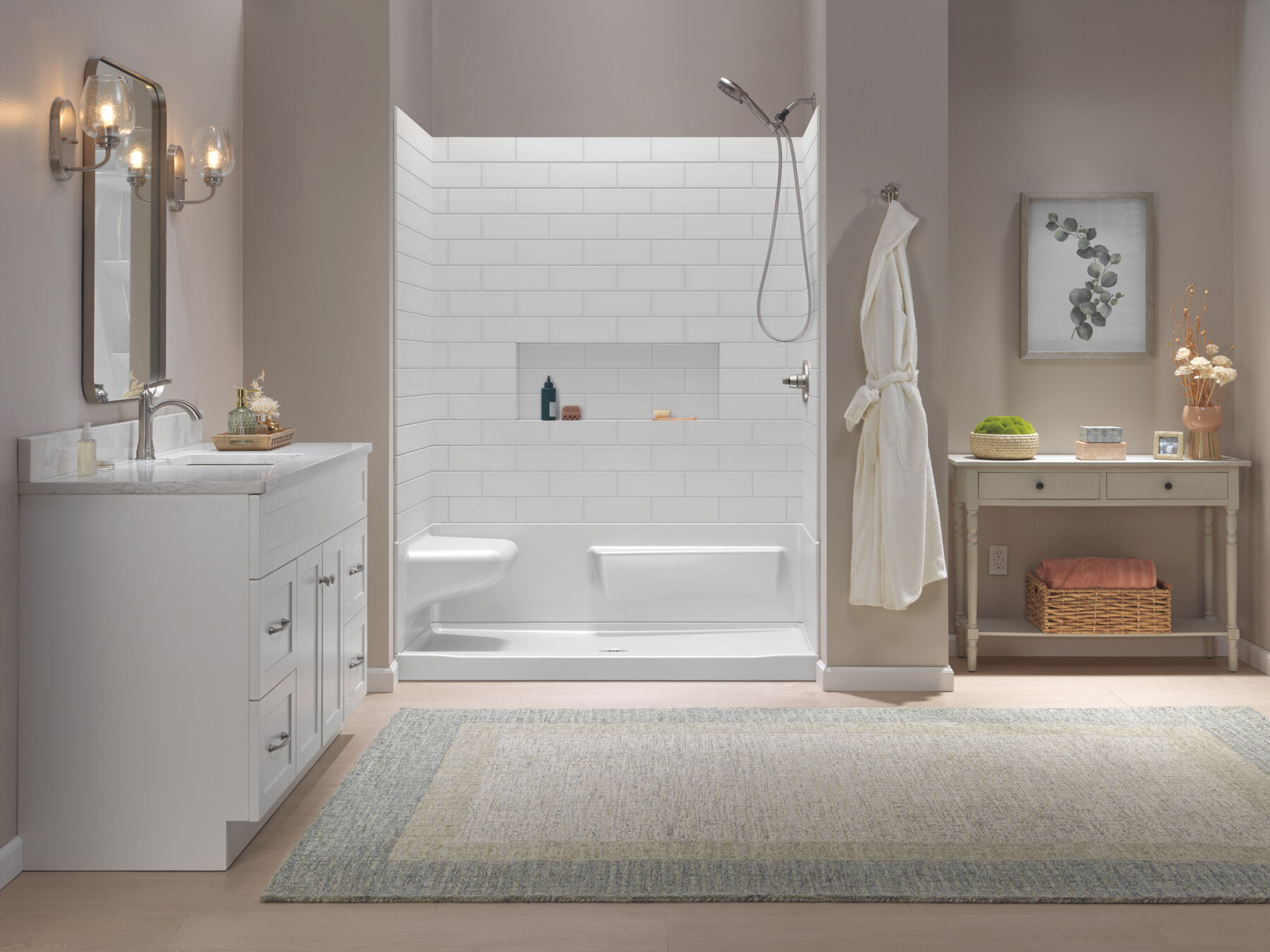 60x32 Alcove Shower Bundle - Left Seat Center Drain