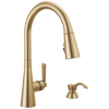 Single Handle Pull-Down Kitchen Faucet with Soap Dispenser and ShieldSpray Technology