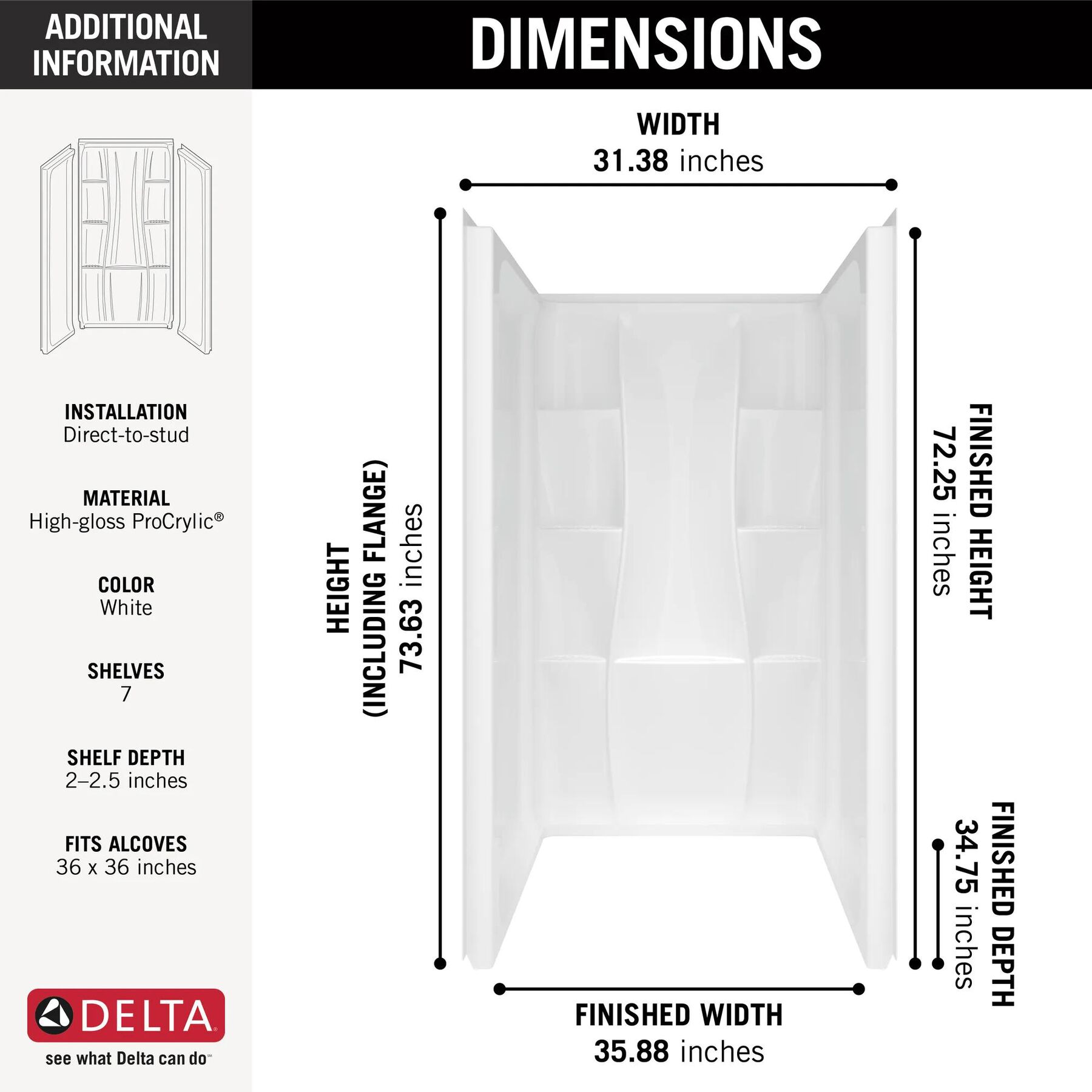 36" X 36" Shower Wall Set