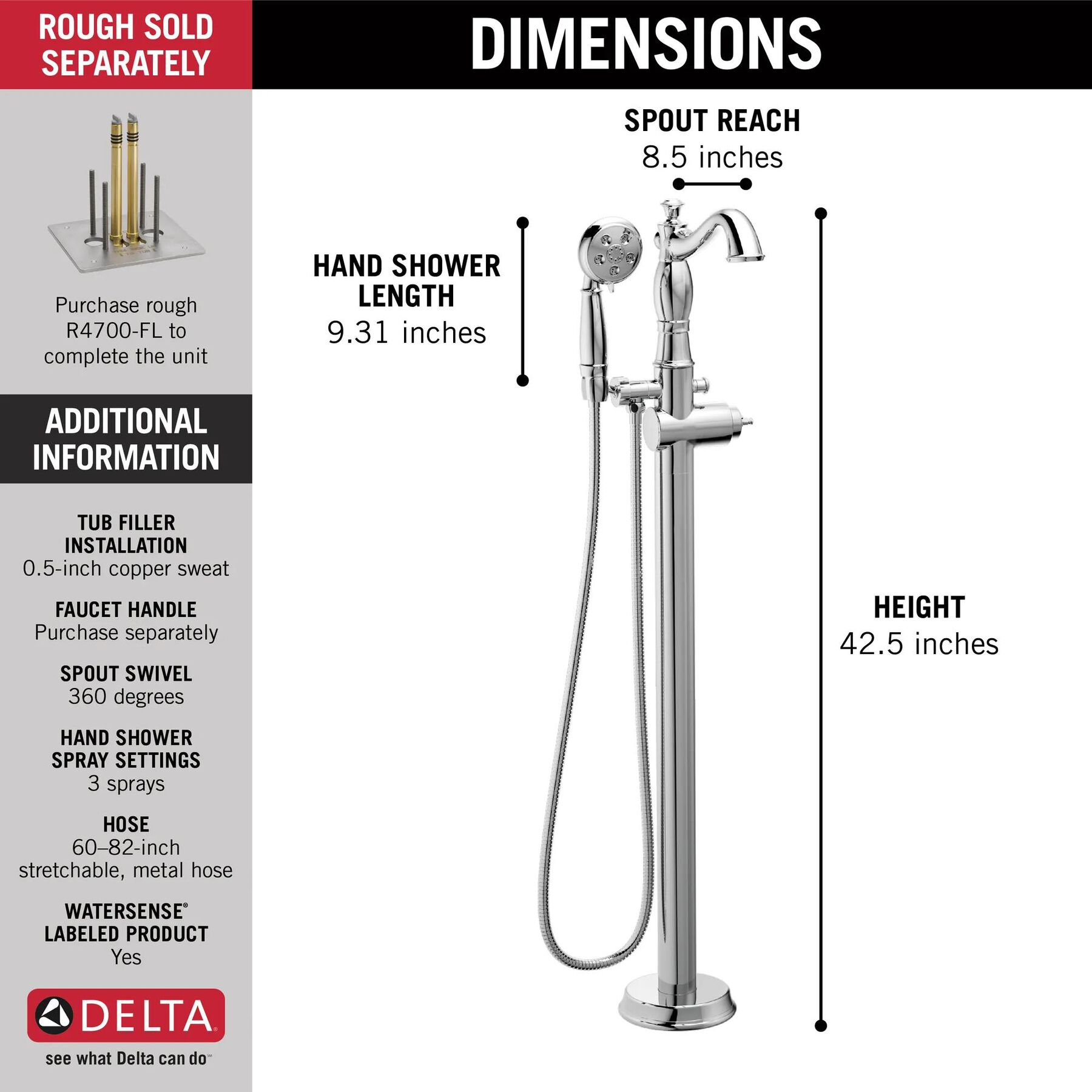 FM Tub Filler Trim w/ HS 1H w/o Handle (Recertified)