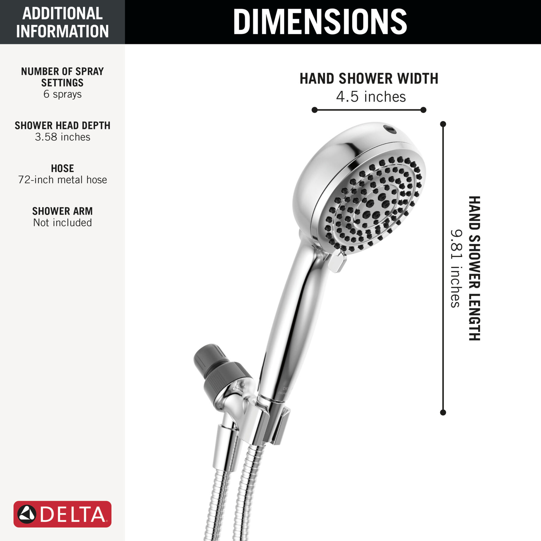 6-Setting Hand Shower with Cleaning Spray