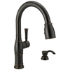Single Handle Pull-Down Kitchen Faucet with Soap Dispenser