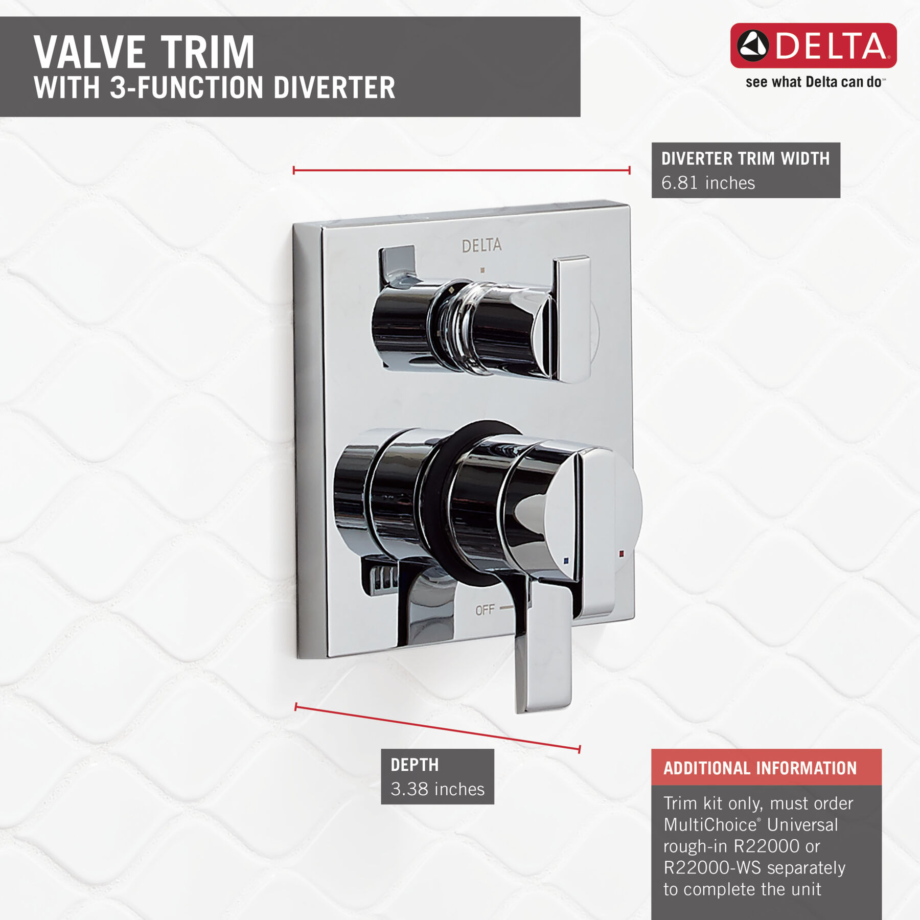 Angular Modern Monitor&reg; 17 Series Valve Trim with 3-Setting Integrated Diverter (Recertified)