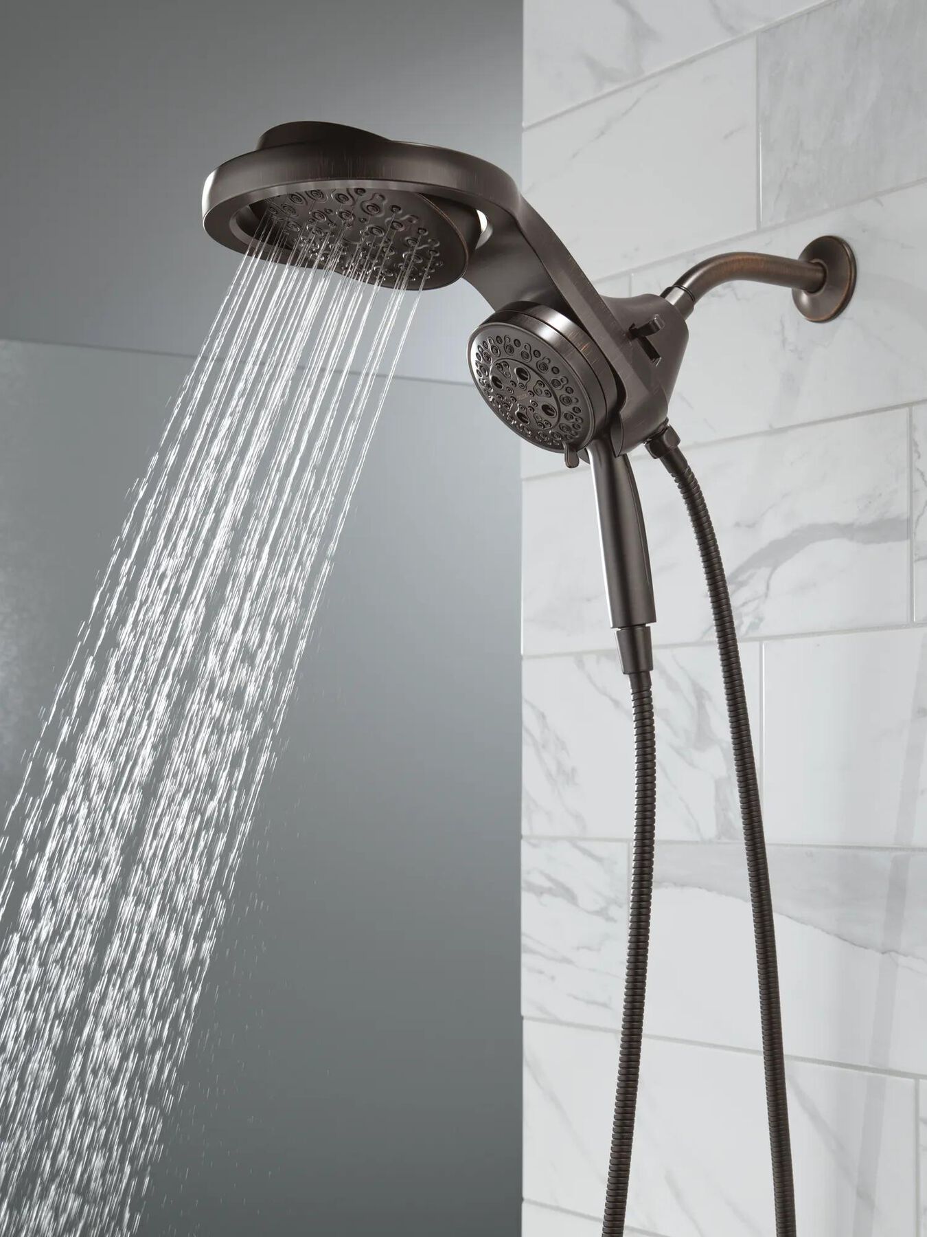 HydroRain&reg; H<sub>2</sub>Okinetic&reg; 5-Setting Two-in-One Shower Head
