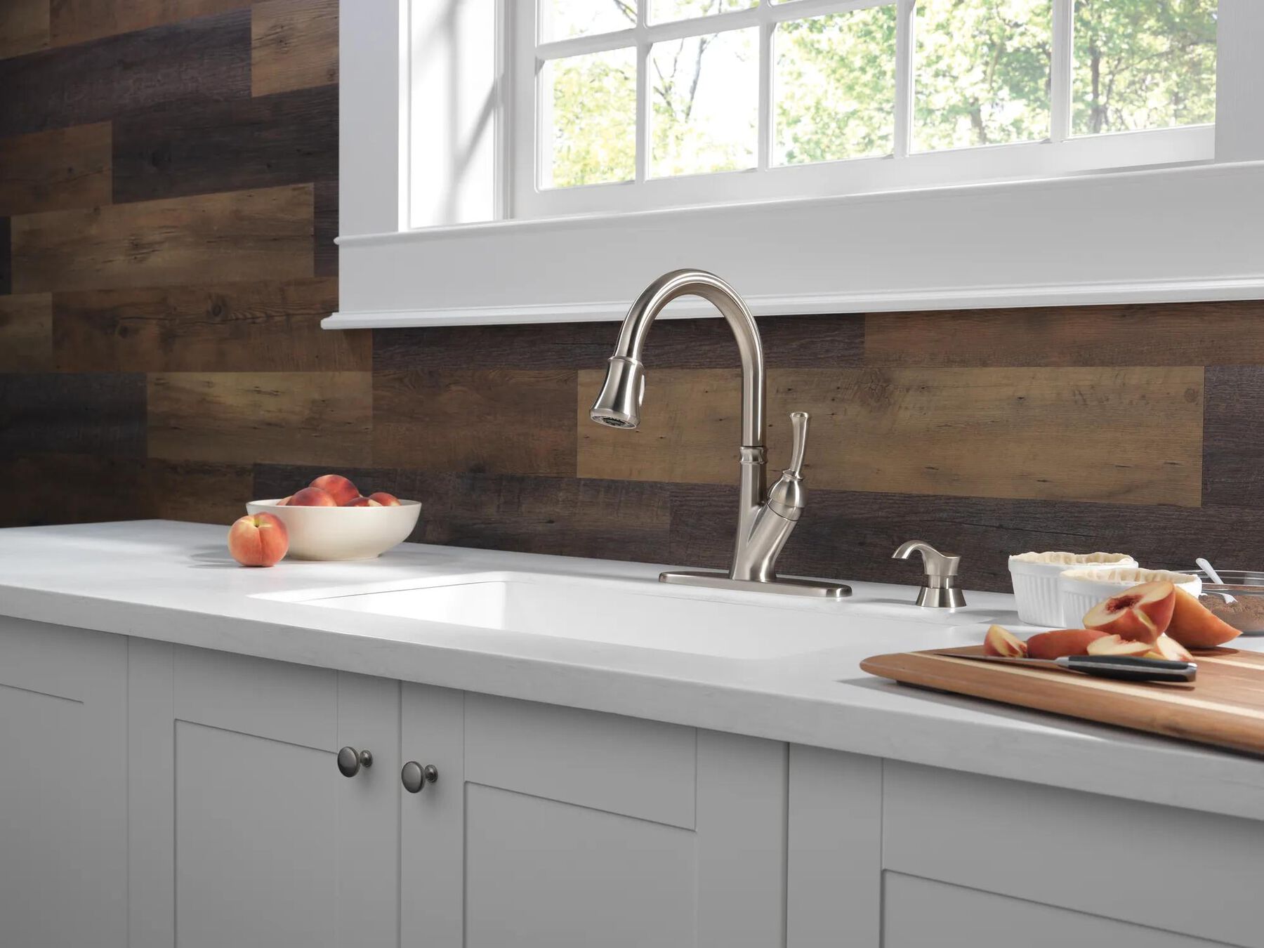 Single Handle Pull-Down Kitchen Faucet with Soap Dispenser