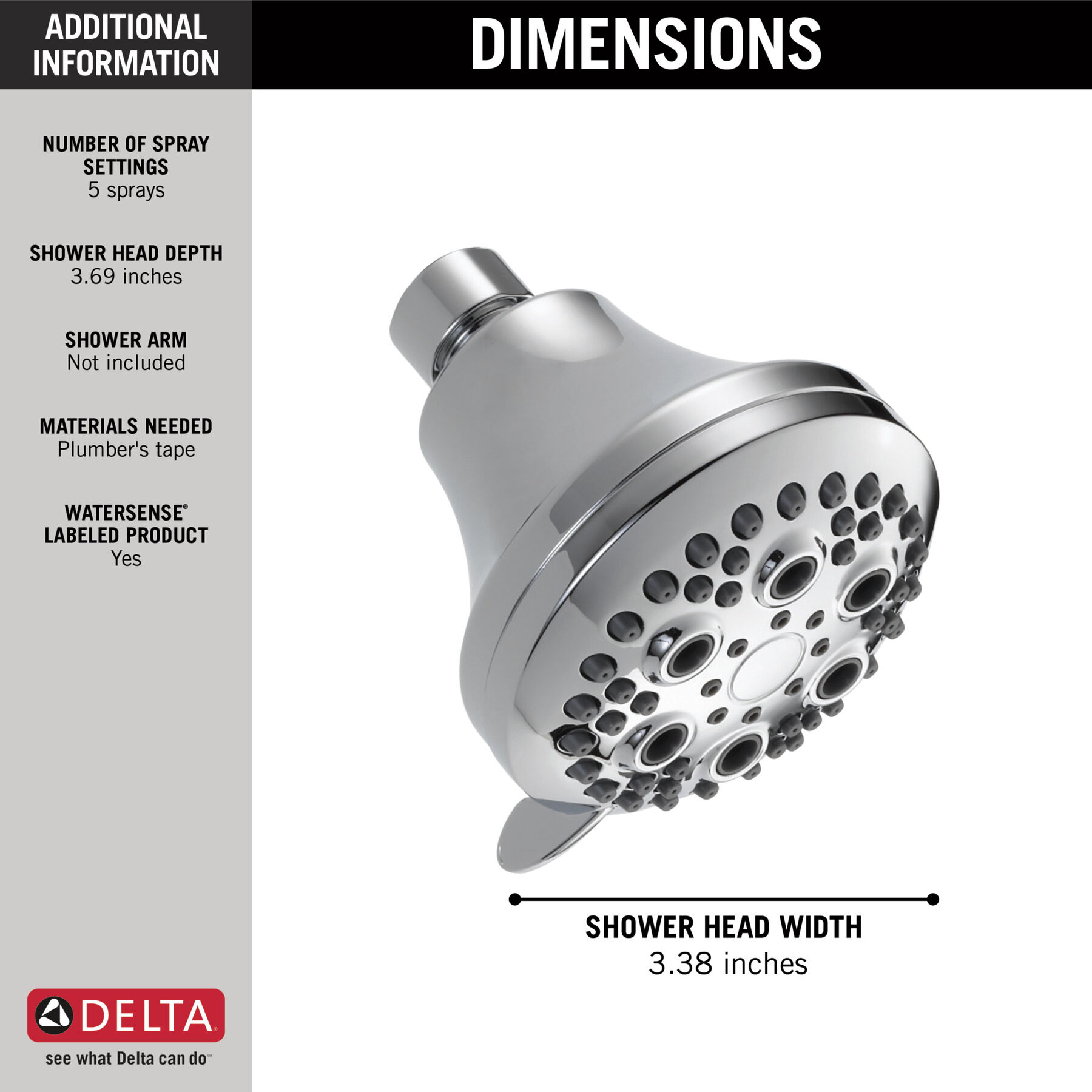 Shower Head 1.75 GPM 5-Setting