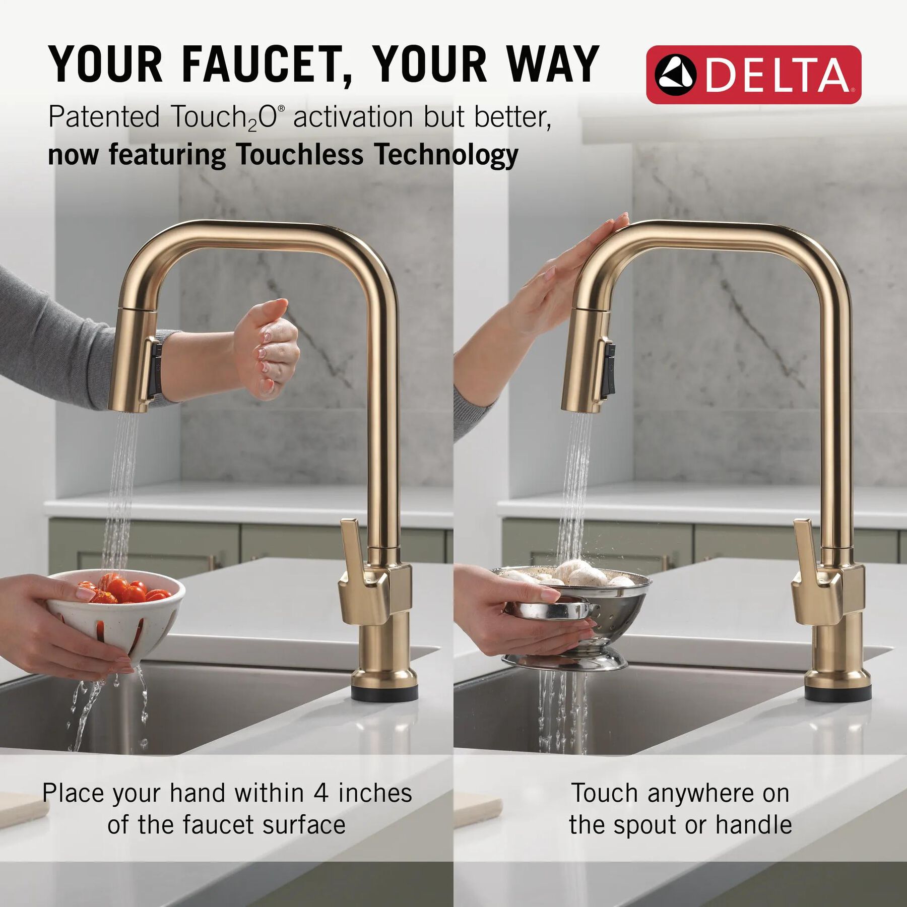 Touch2O&reg; with Touchless Technology Single Handle Pull-Down Kitchen Faucet
