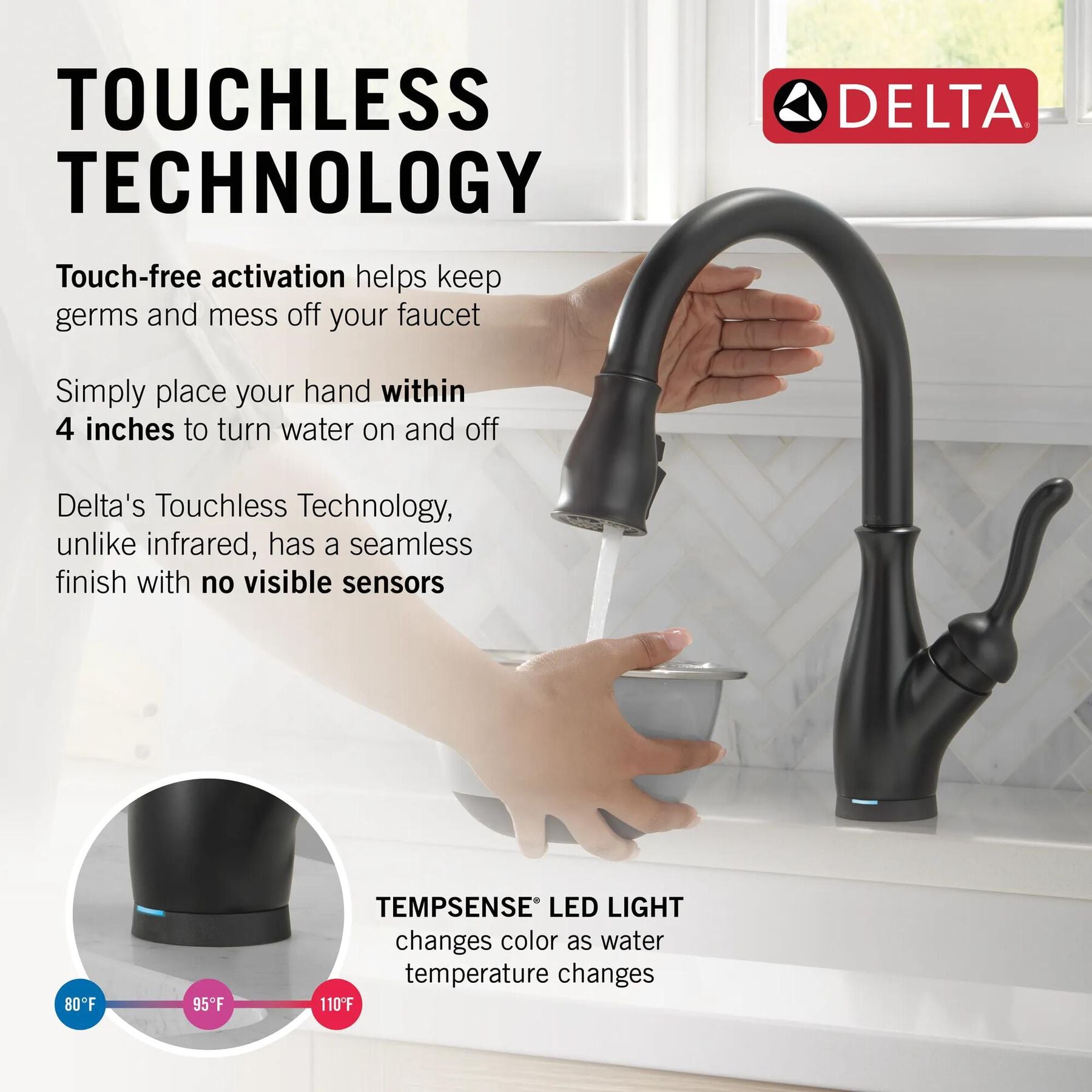 Touch<sub>2</sub>O&reg; Technology Kitchen Faucet with Touchless Technology