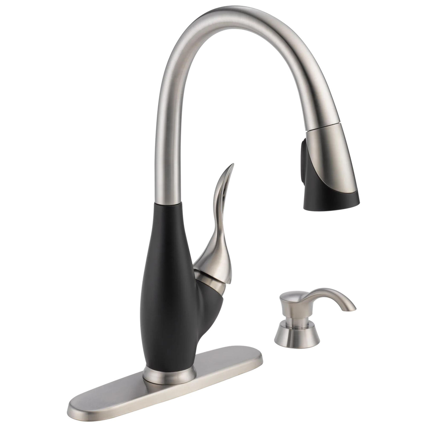 Single Handle Pull-Down Kitchen Faucet with Soap Dispenser