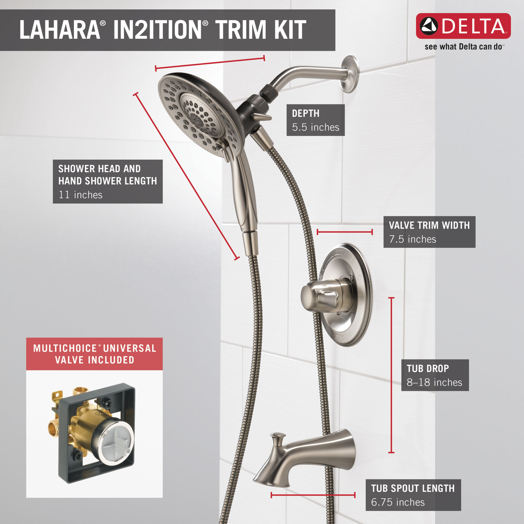 Monitor&reg; 14 Series Tub and Shower with WaterSense In2ition&reg; Two-in-One Shower (Recertified)