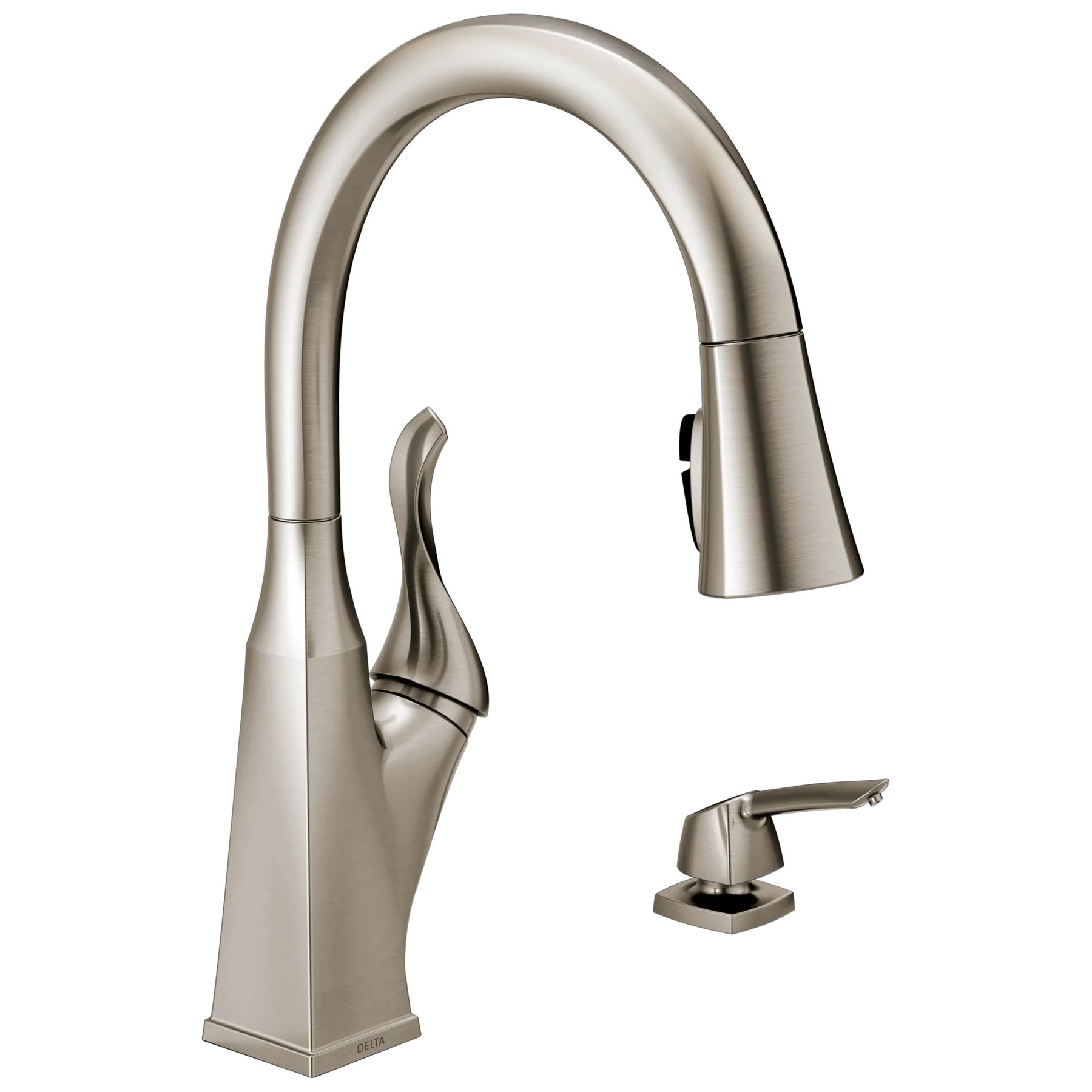 Single Handle Pull-Down Kitchen Faucet with Soap Dispenser and ShieldSpray Technology
