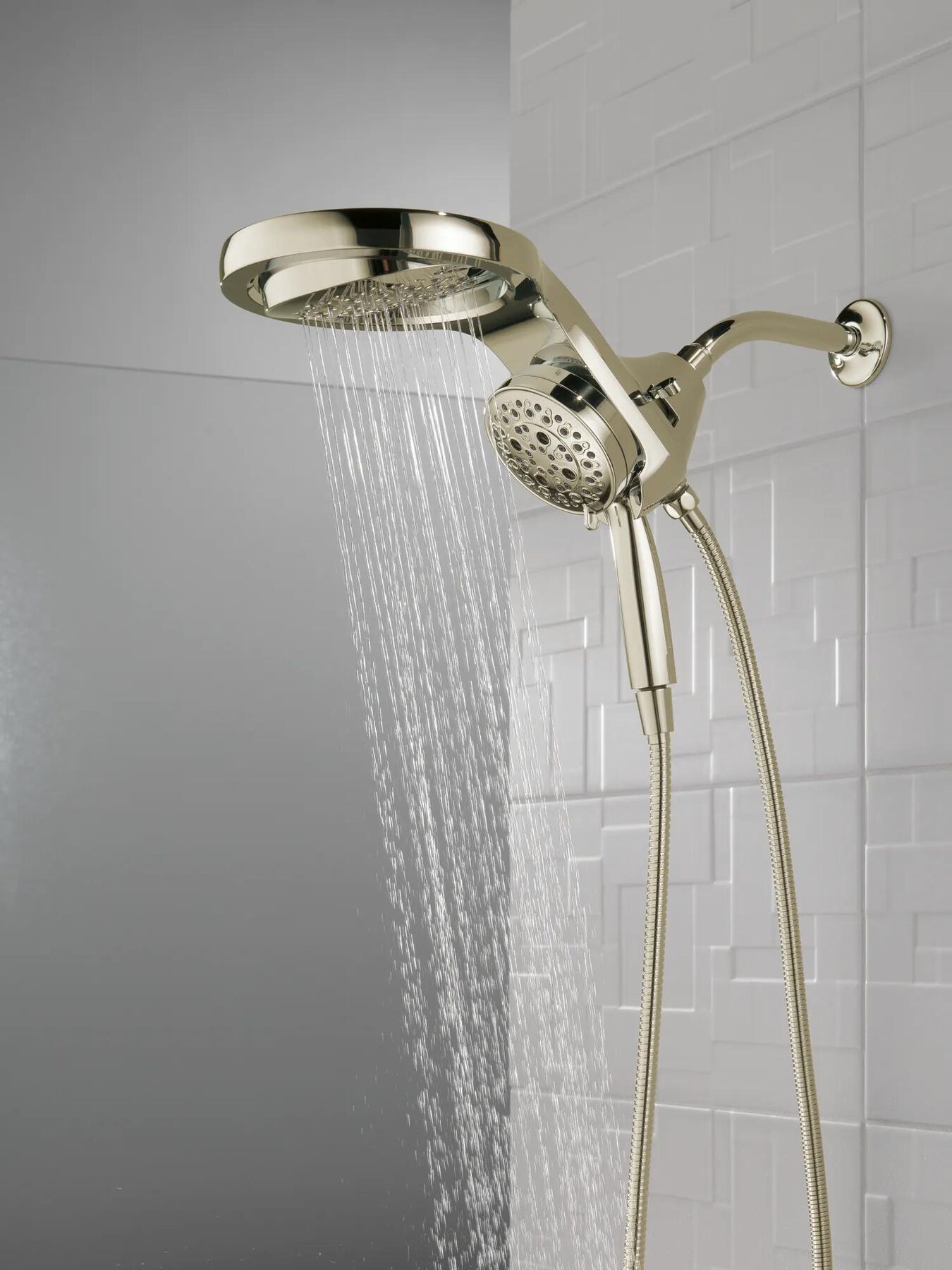 HydroRain&reg; H<sub>2</sub>Okinetic&reg; 5-Setting Two-in-One Shower Head (Recertified)