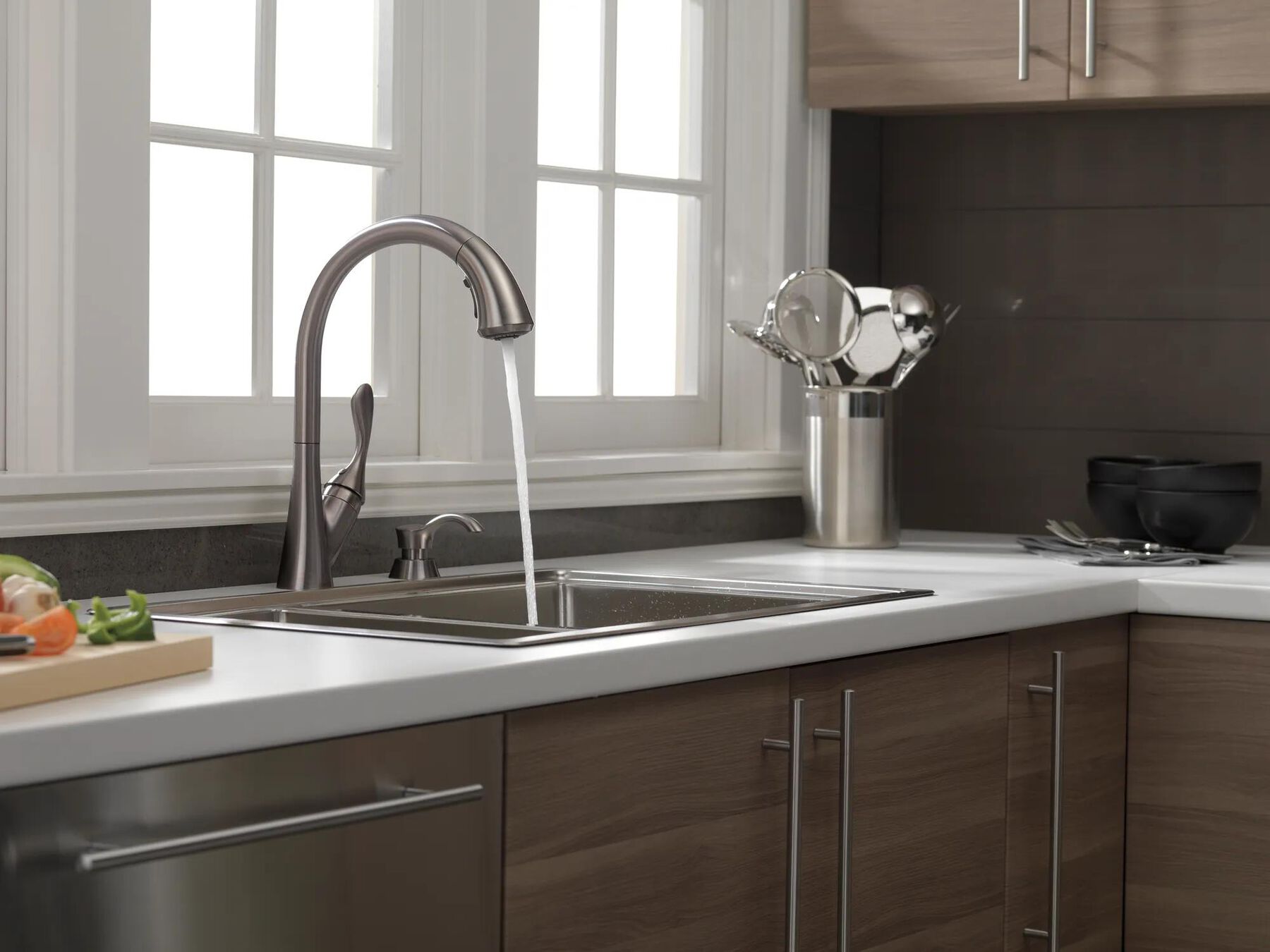 Single Handle Pull-Down Kitchen Faucet with Soap Dispenser and ShieldSpray&reg; Technology (Recertified)
