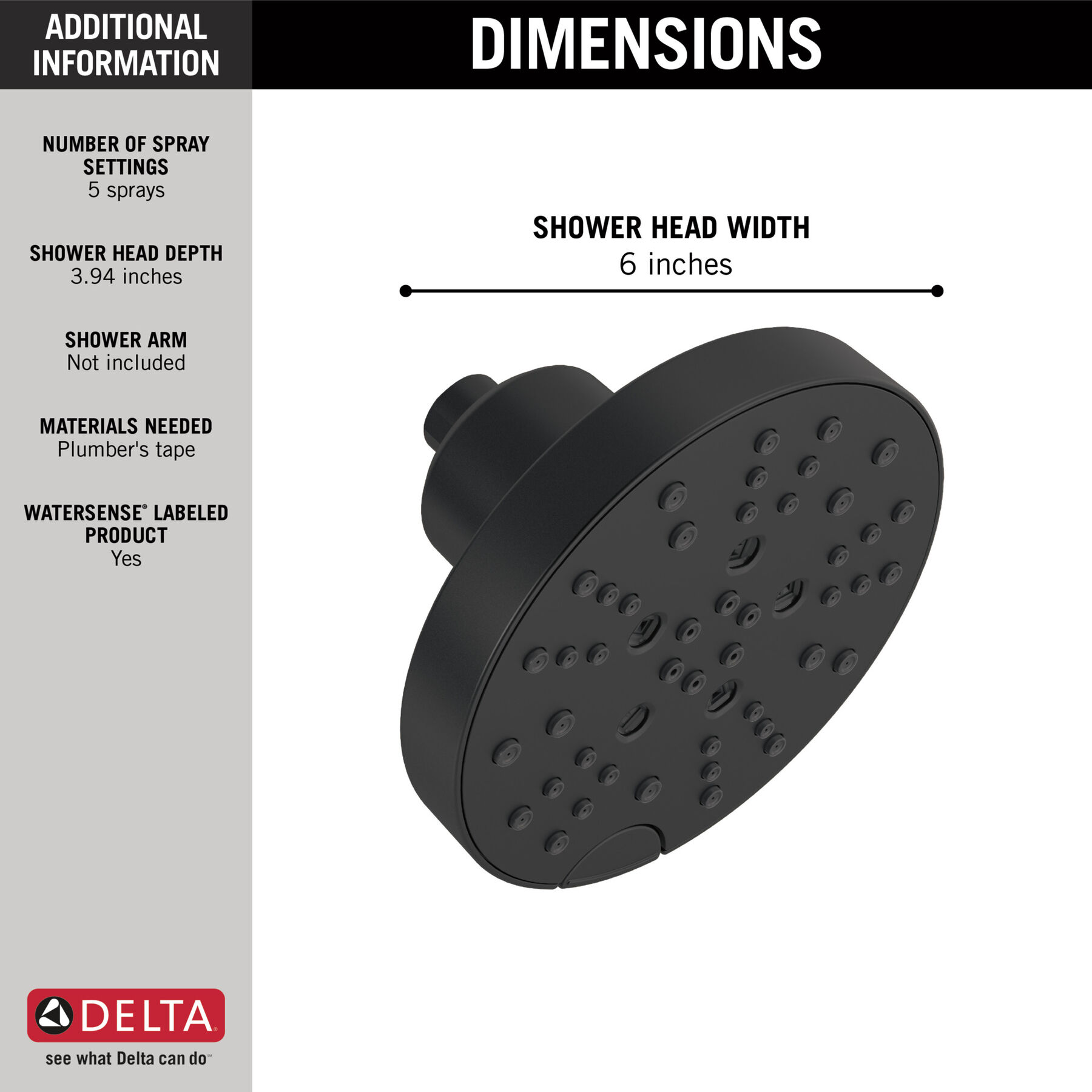 H2Okinetic&reg; 5-Setting Shower Head