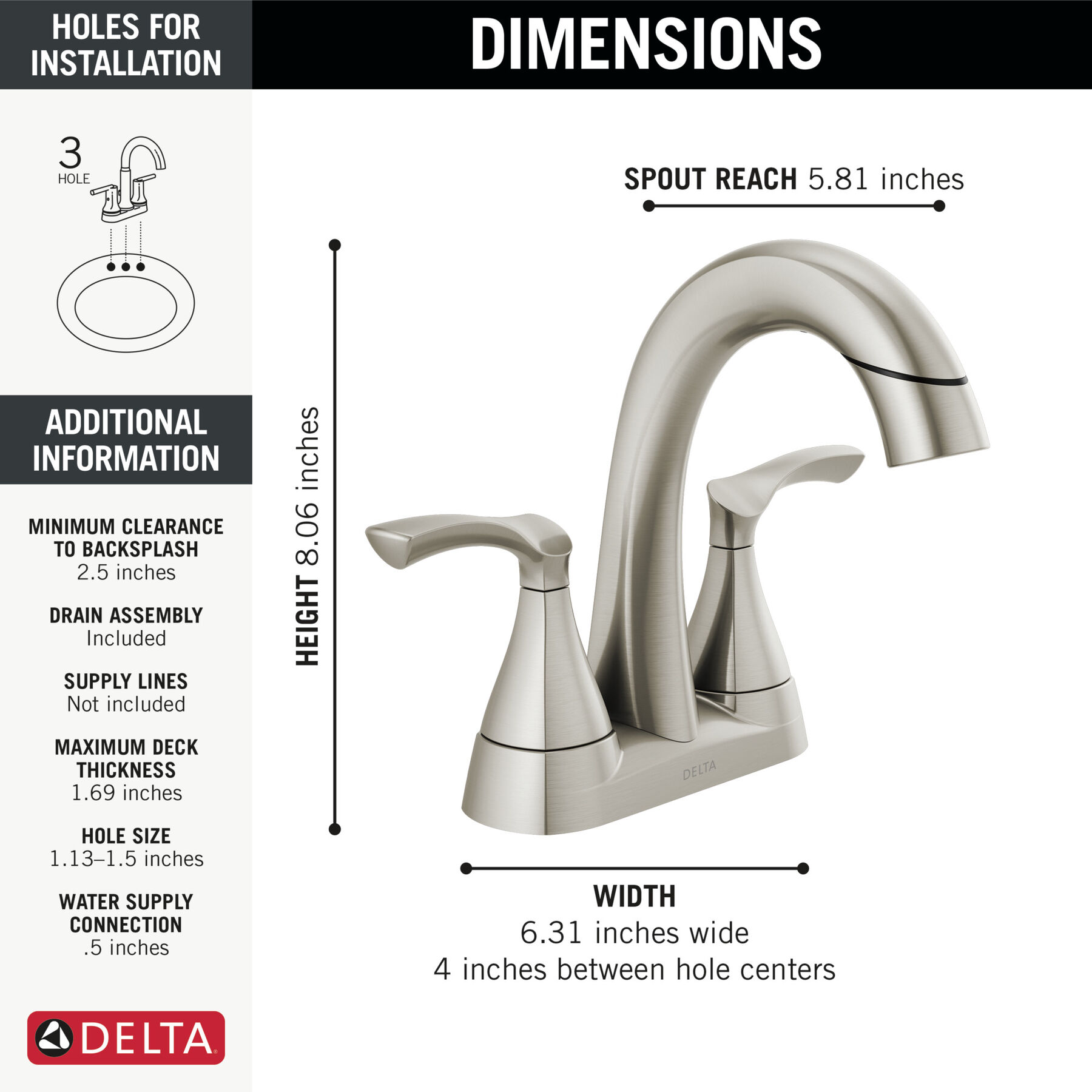 Centerset Bathroom Faucet Pull-Down (Recertified)