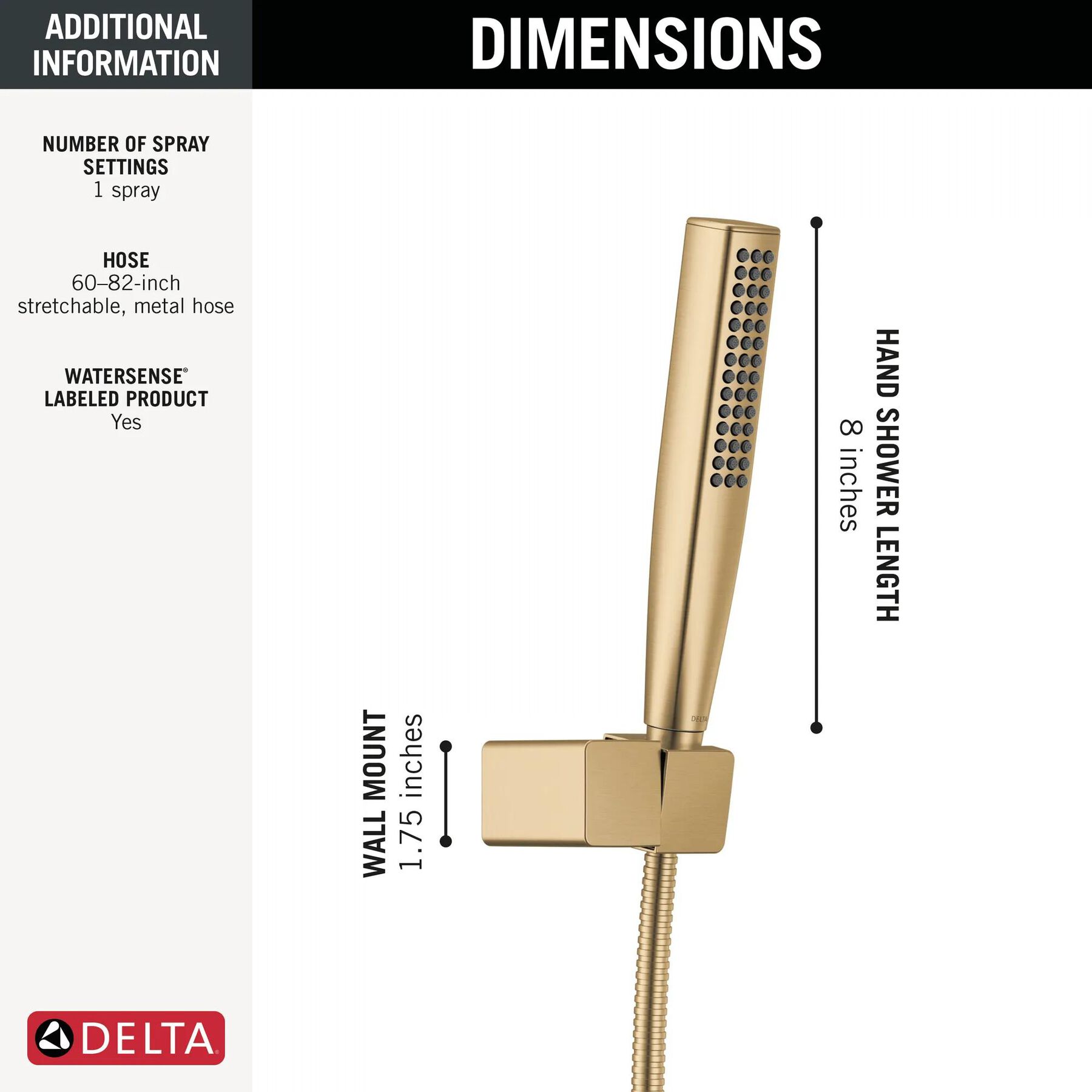 Single-Setting Hand Shower with Wall Mount featuring FeatherRain&trade; Spray