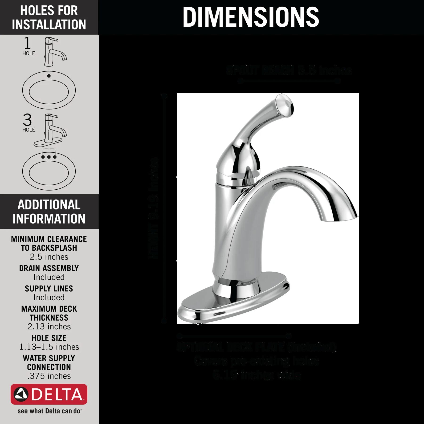 Single Handle Centerset Bathroom Faucet (Recertified)