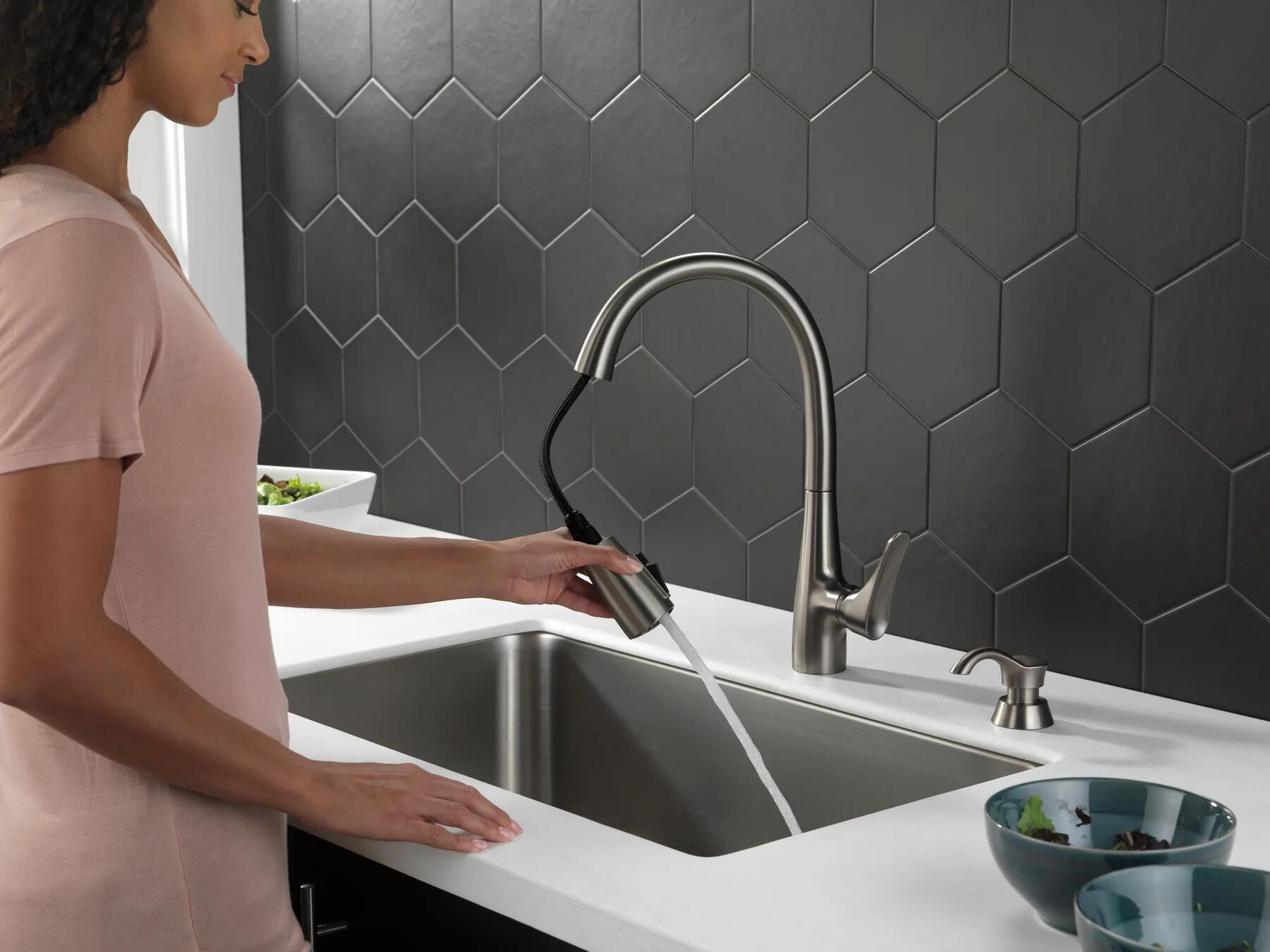Pull-Down Kitchen Faucet w/Soap (Recertified)