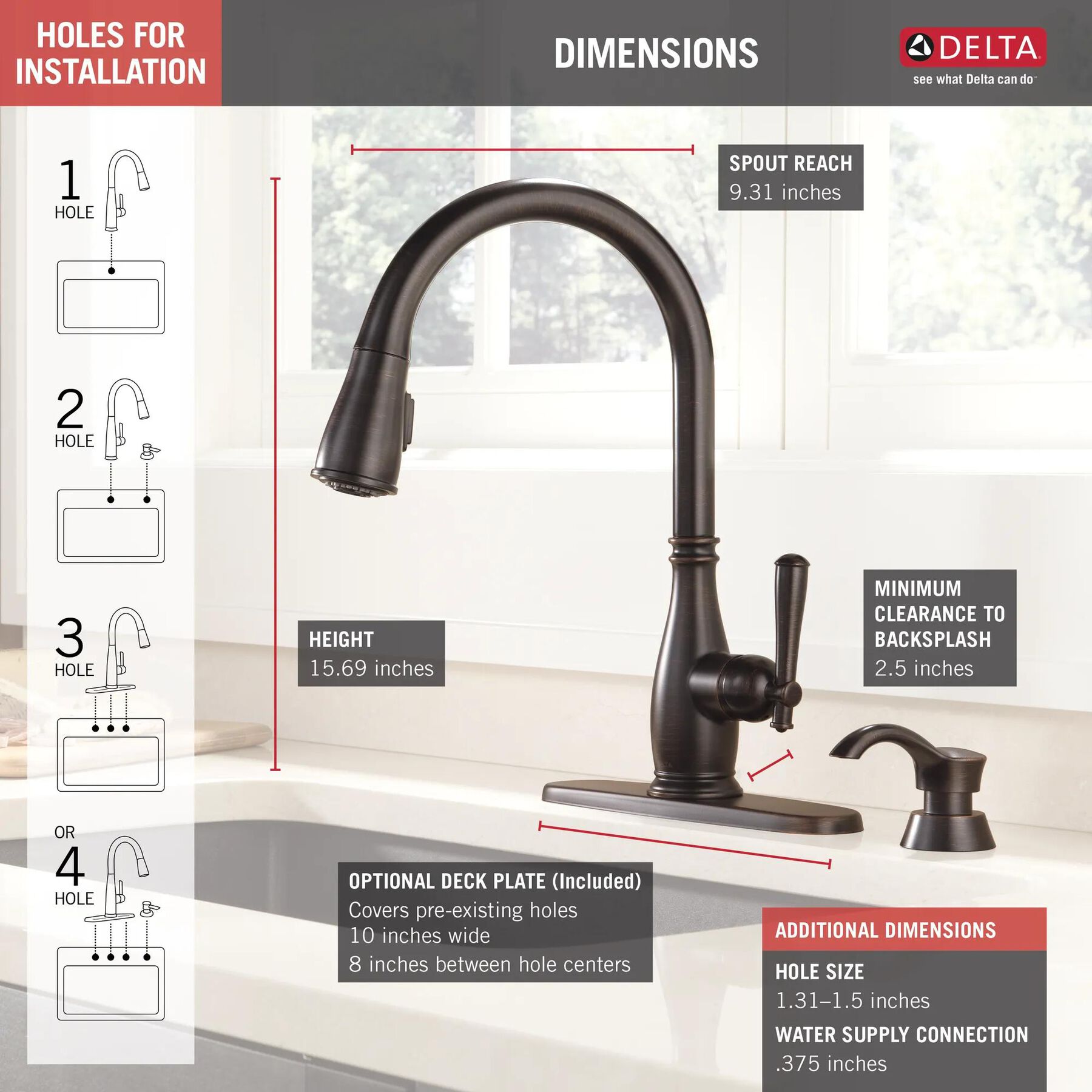 Single Handle Pull-Down Kitchen Faucet with Soap Dispenser
