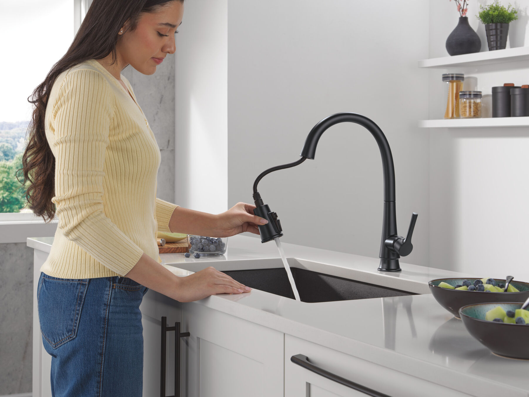Single Handle Pull-Down Kitchen Faucet With ShieldSpray&reg;&nbsp;Technology in Matte Black