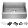 33&rdquo; Workstation Undermount&nbsp;Single Bowl&nbsp;16 Gauge Stainless Steel&nbsp;Farmhouse Apron Front Kitchen Sink&nbsp;with&nbsp;WorkFlow&trade; Ledge and Accessories