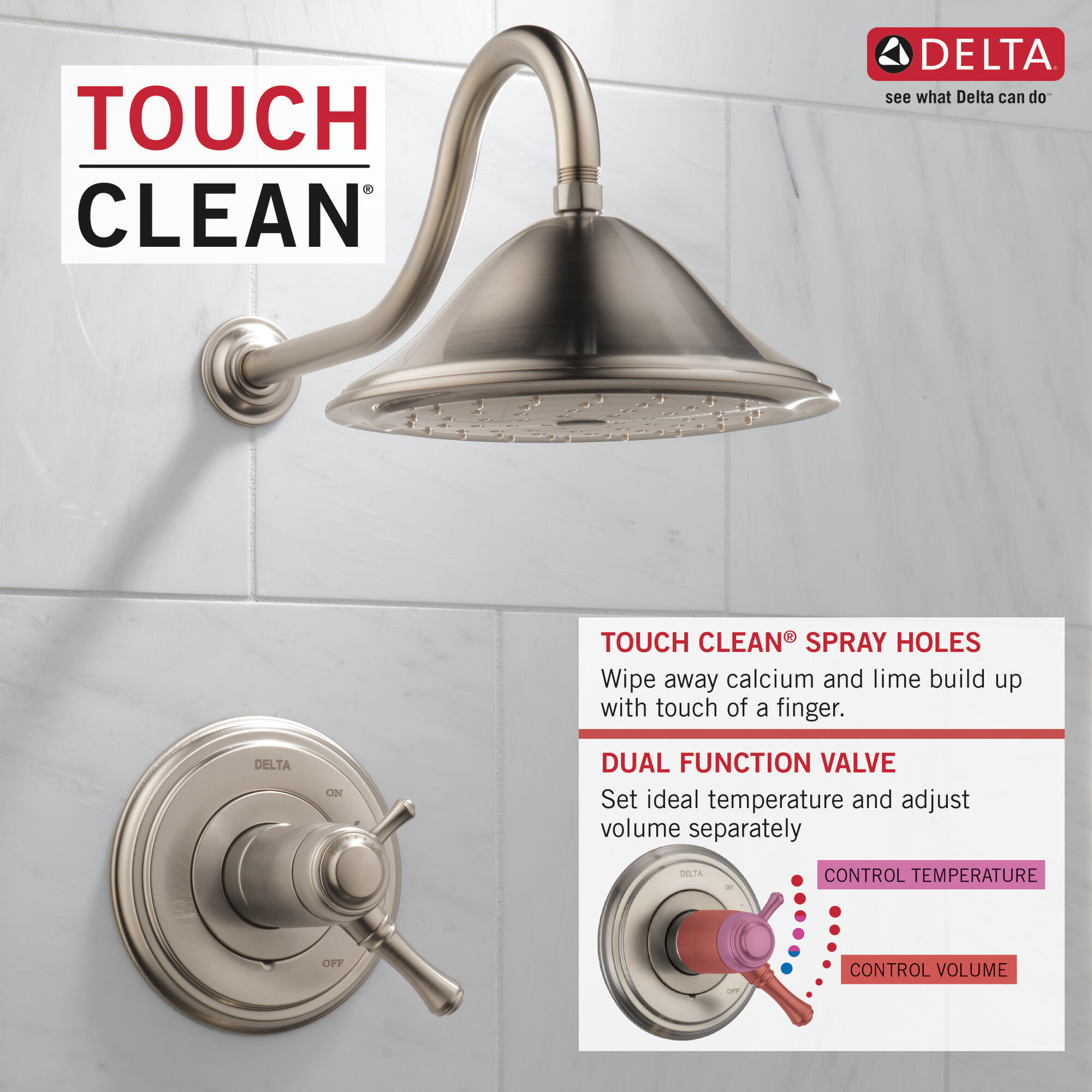 TempAssure® 17T Series Shower Trim in Stainless T17T297-SS | Delta
