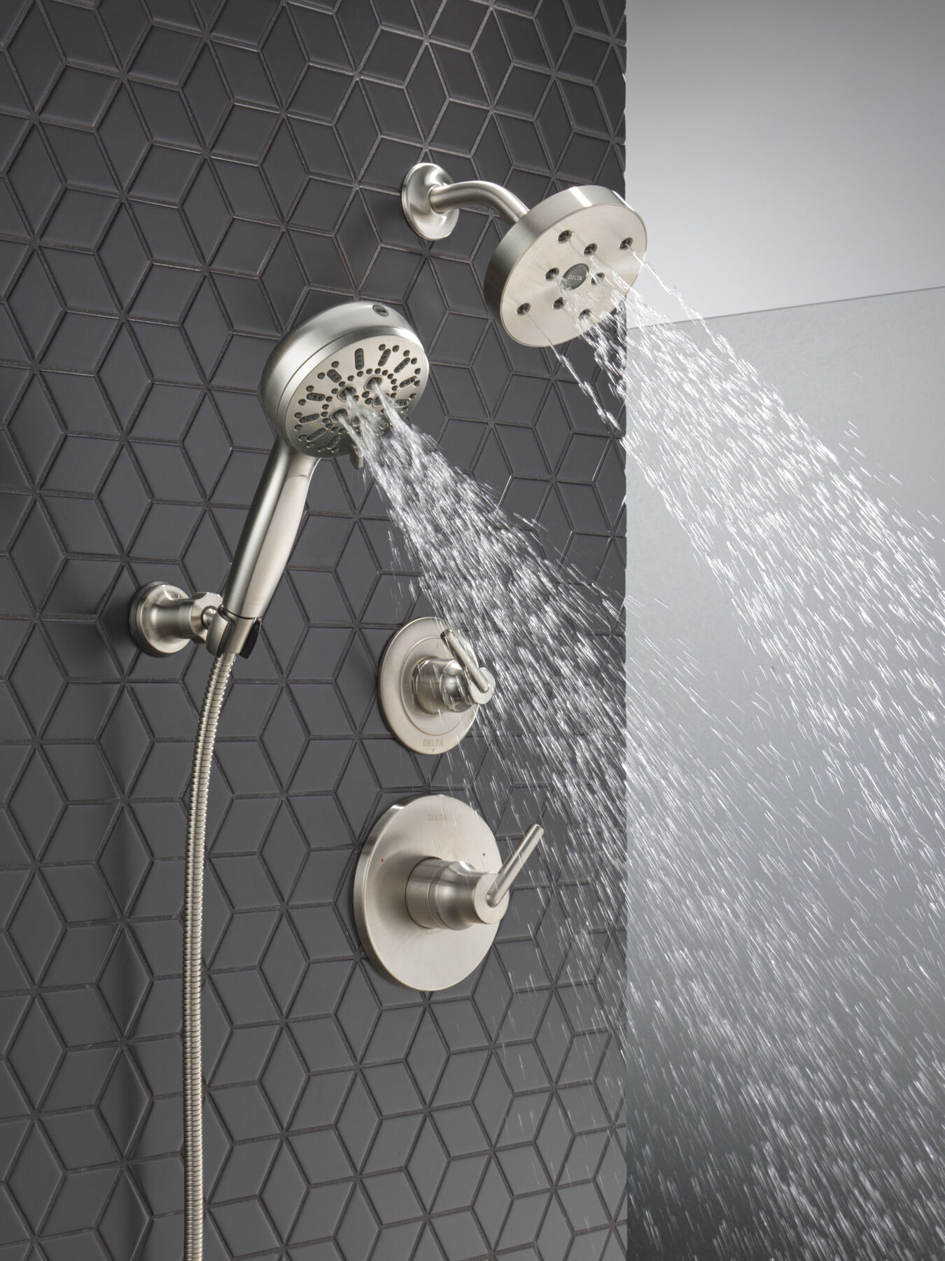 7-Setting Wall Mount Hand Shower with Cleaning Spray