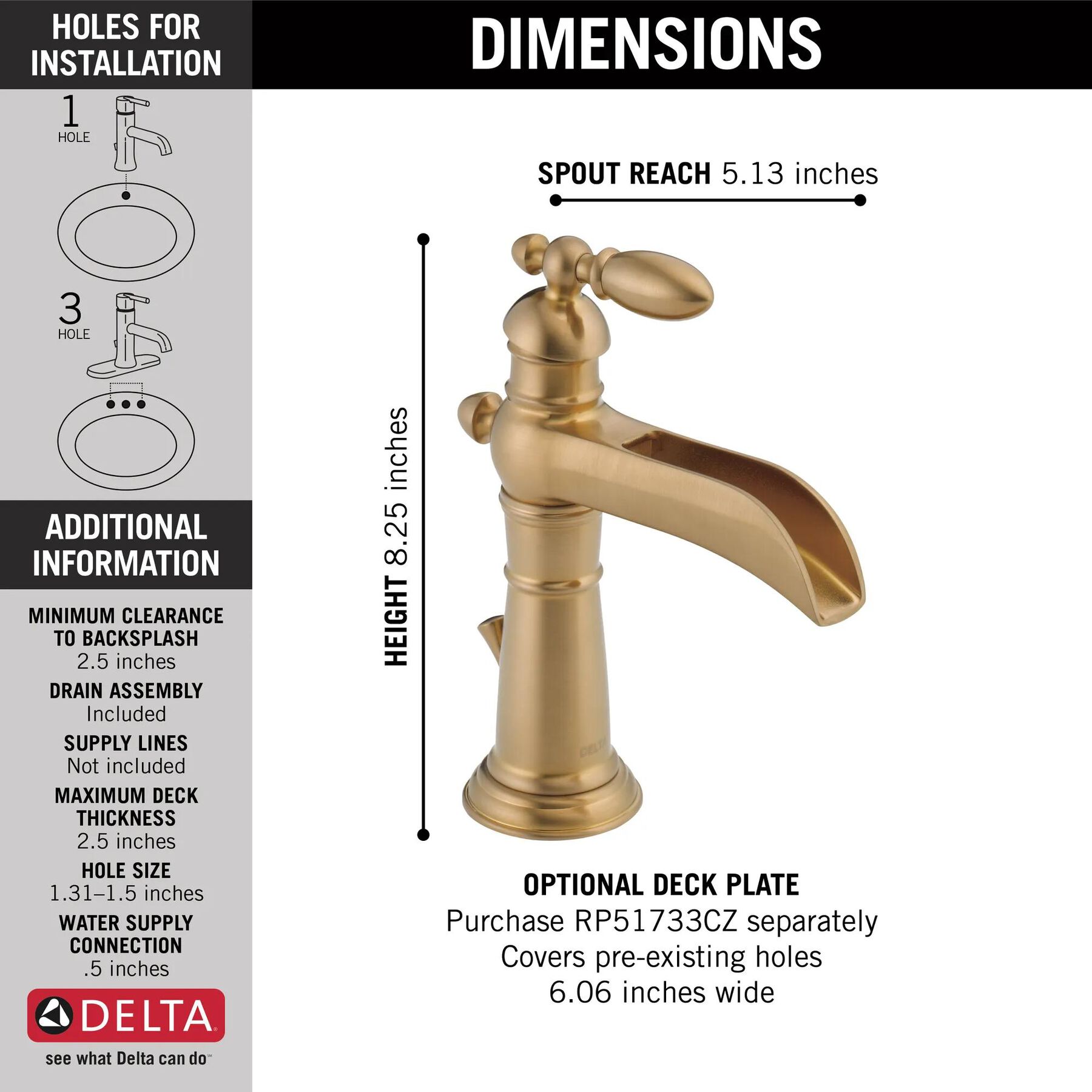 Single-Hole Bathroom Faucet (Recertified)