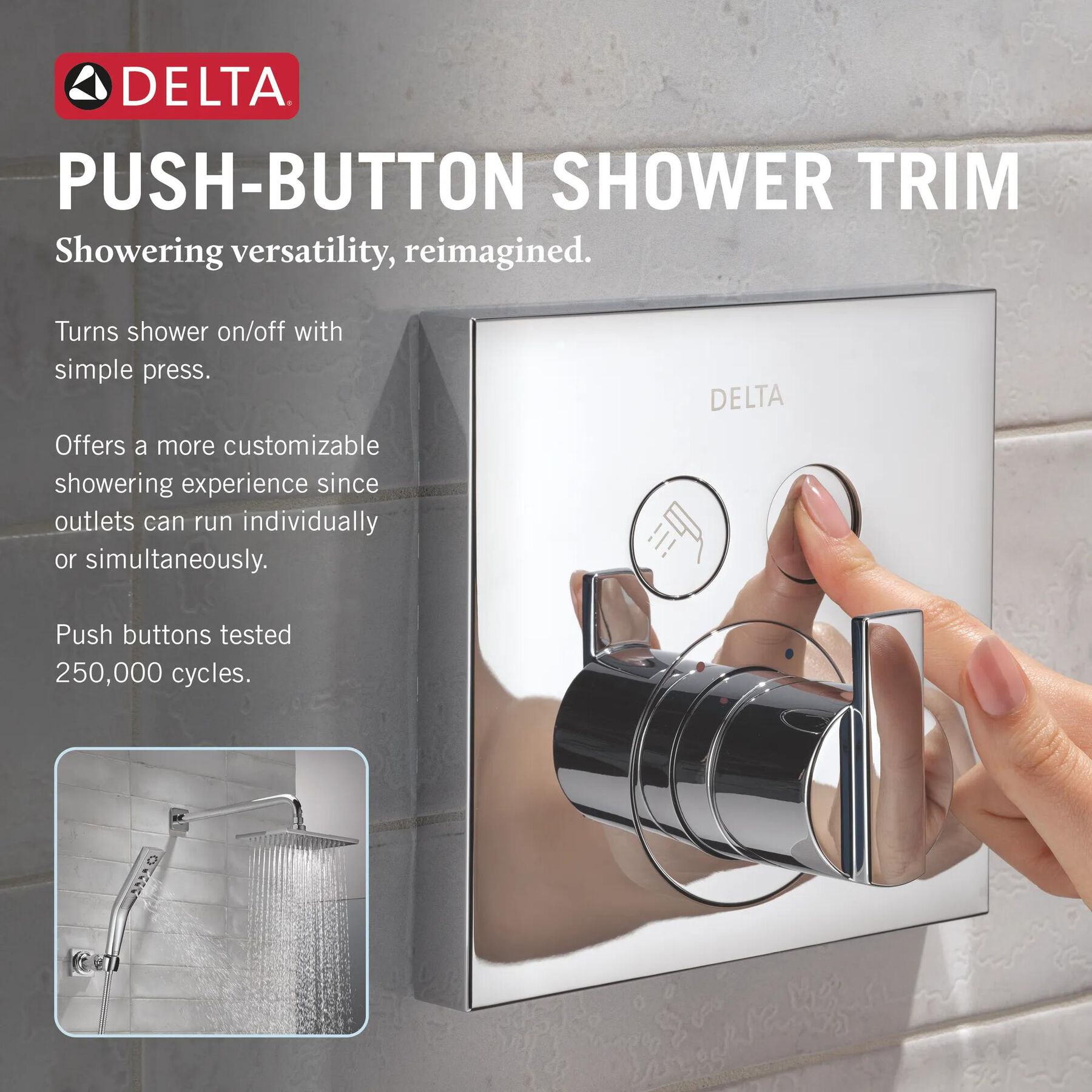 Angular Modern Push-Button Shower