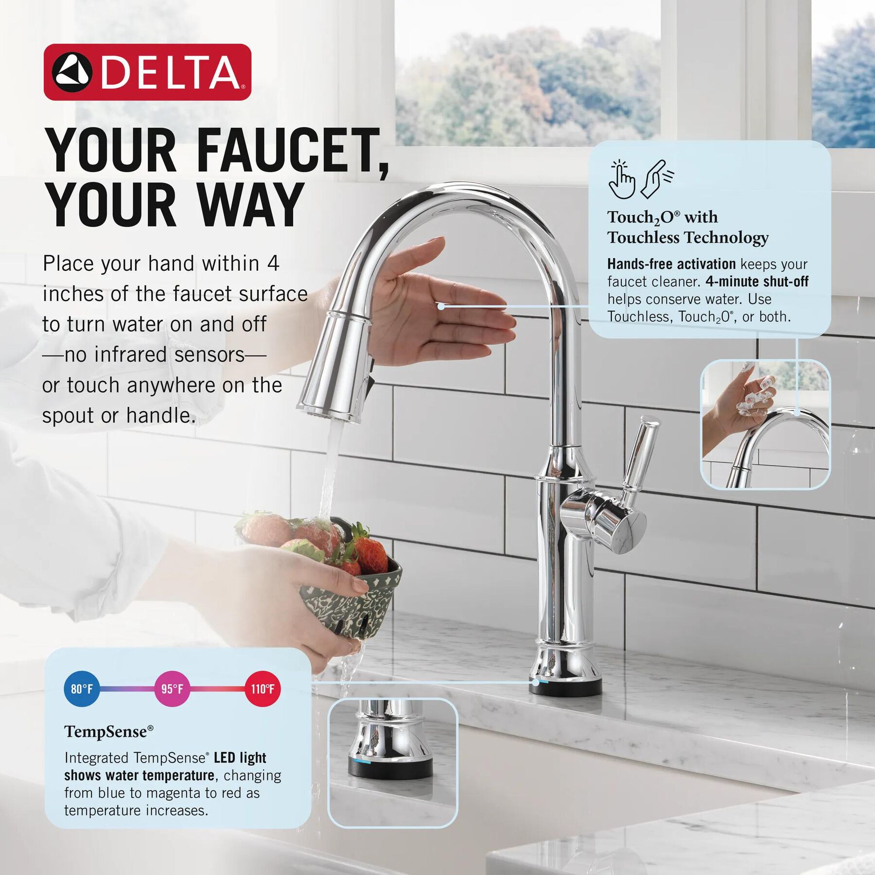 Touch<sub>2</sub>O&reg; Technology Kitchen Faucet with Touchless Technology