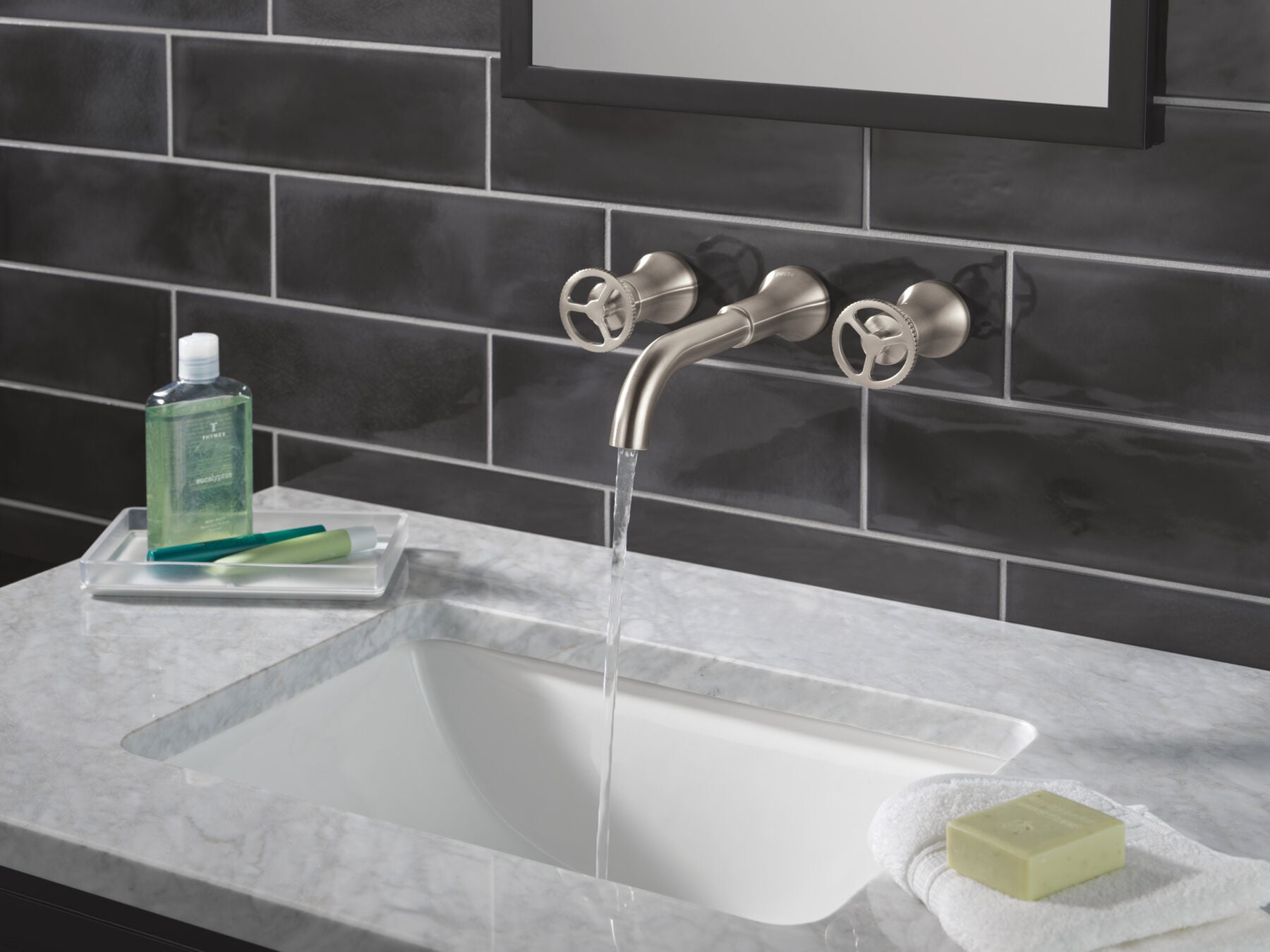 Two Handle Wall Mount Bathroom Faucet