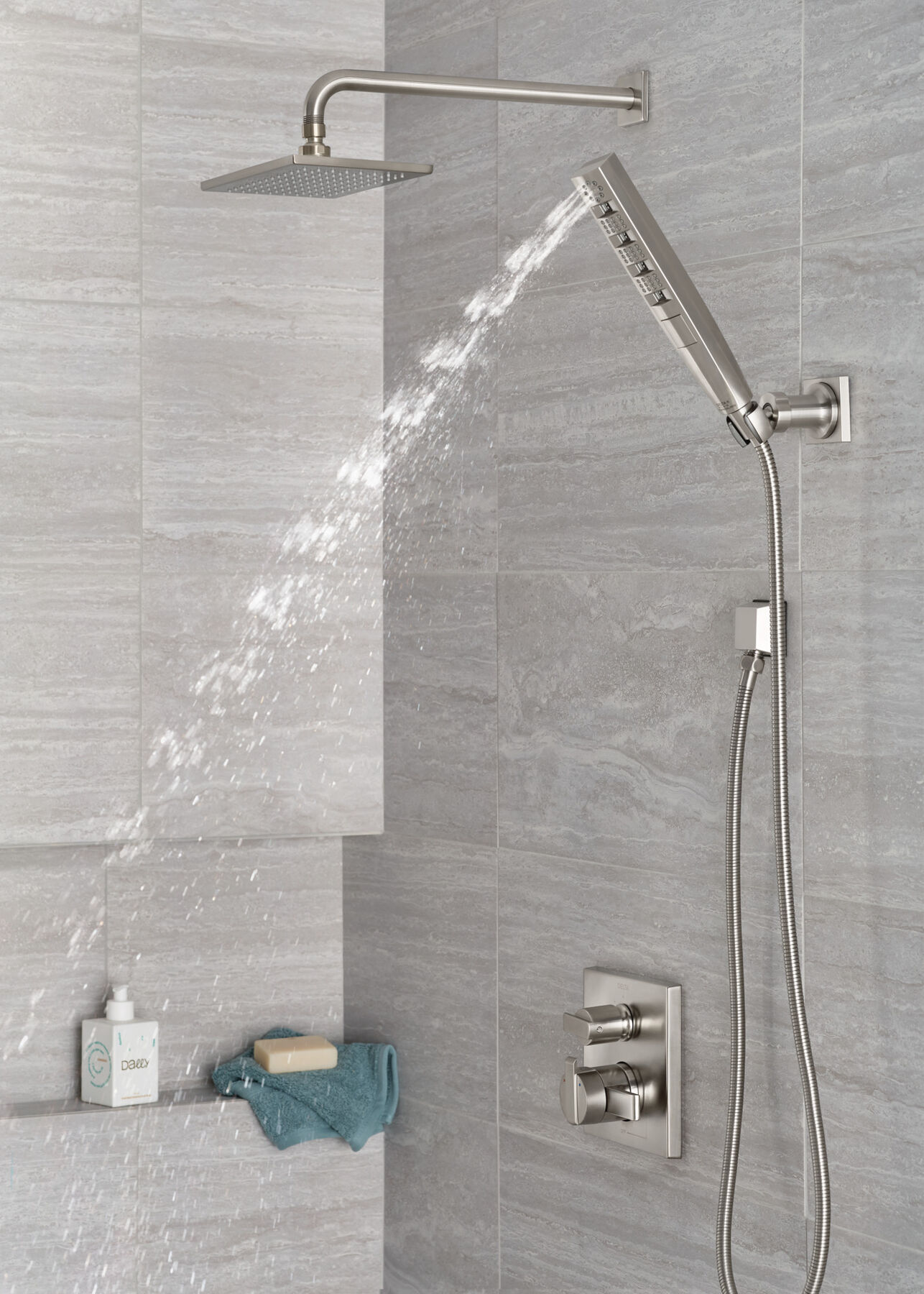 H<sub>2</sub>Okinetic&reg; 4-Setting Wall Mount Hand Shower