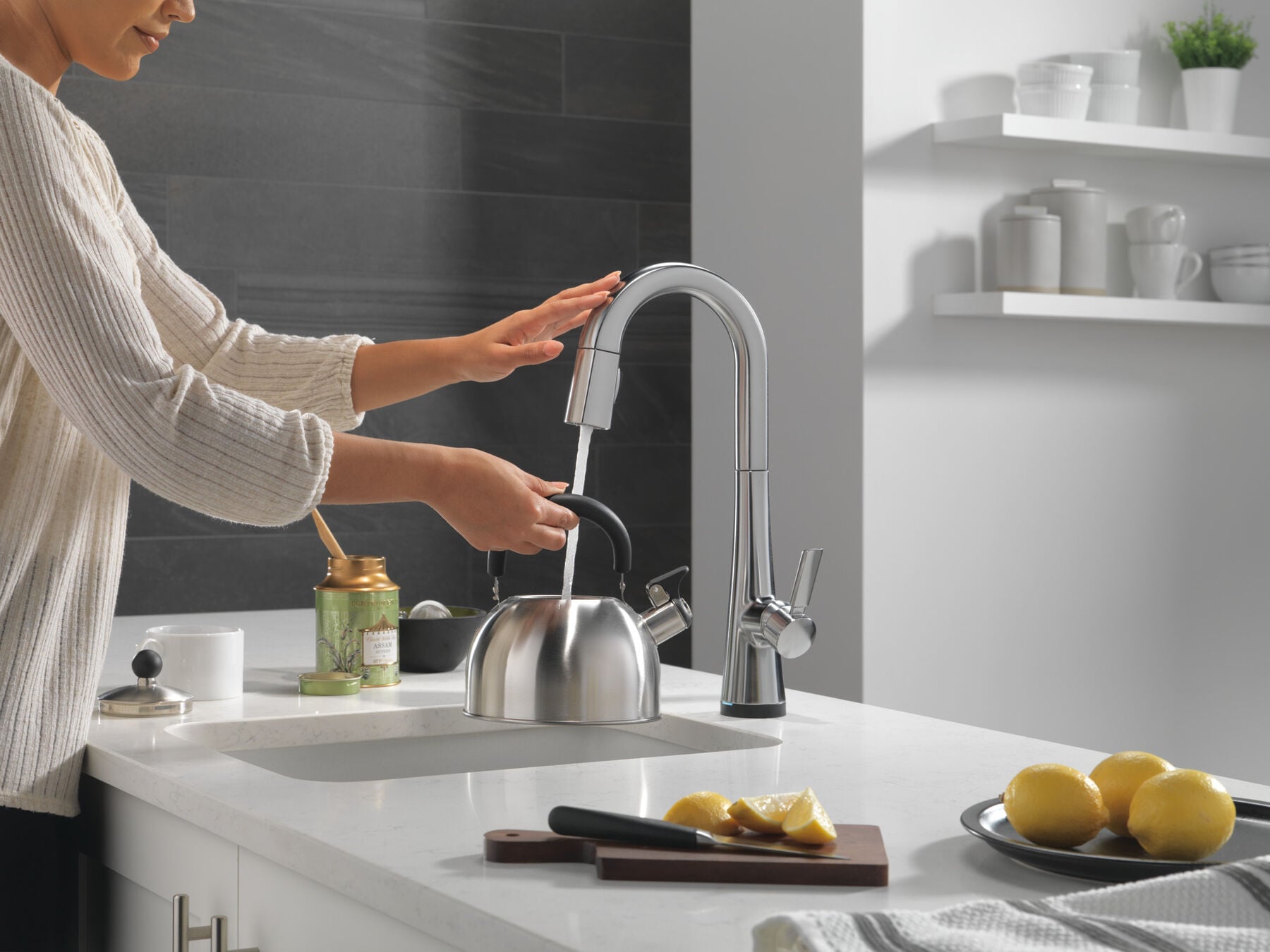 Single Handle Pull-Down Bar/Prep Faucet with Touch<sub>2</sub>O&reg; Technology