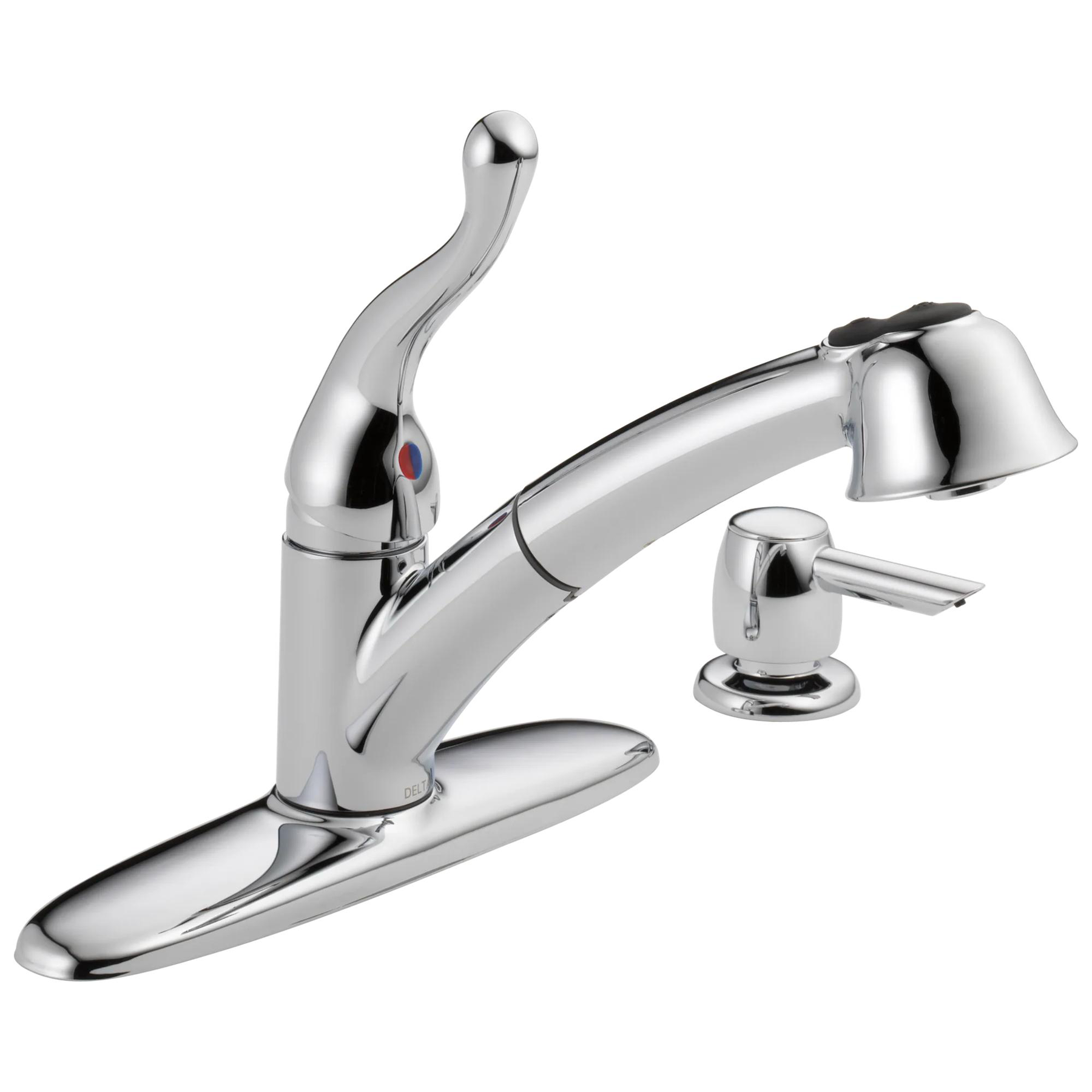 Single Handle Pull-Out Kitchen Faucet with Soap Dispenser