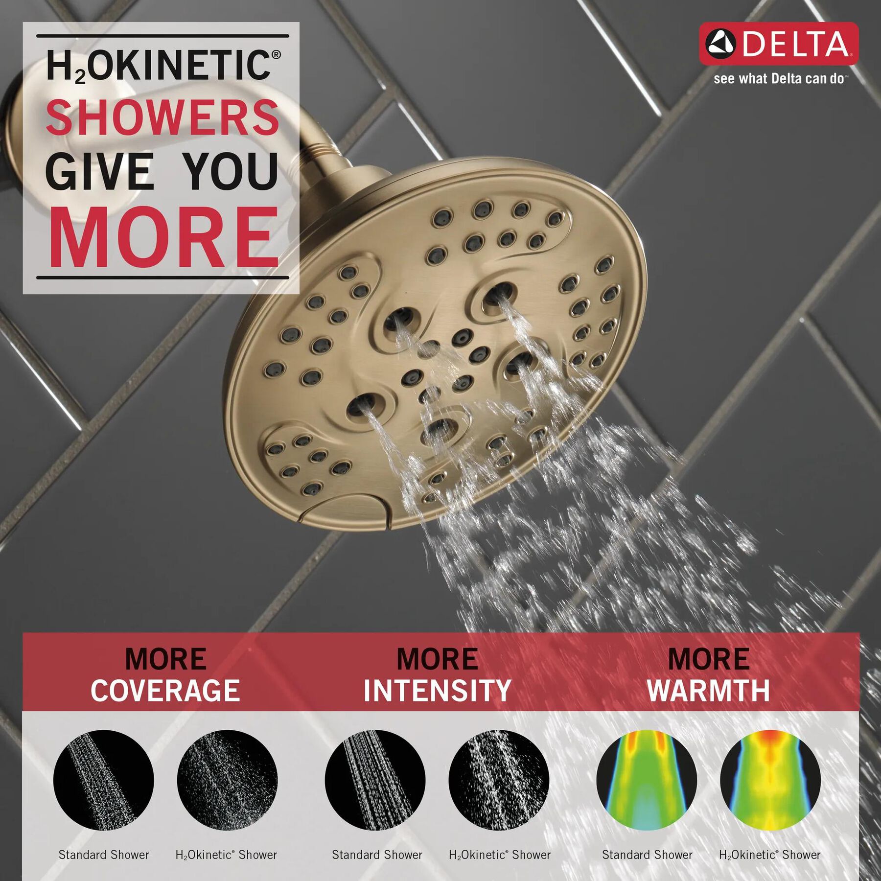 H<sub>2</sub>Okinetic&reg; 5-Setting Transitional Raincan Shower Head