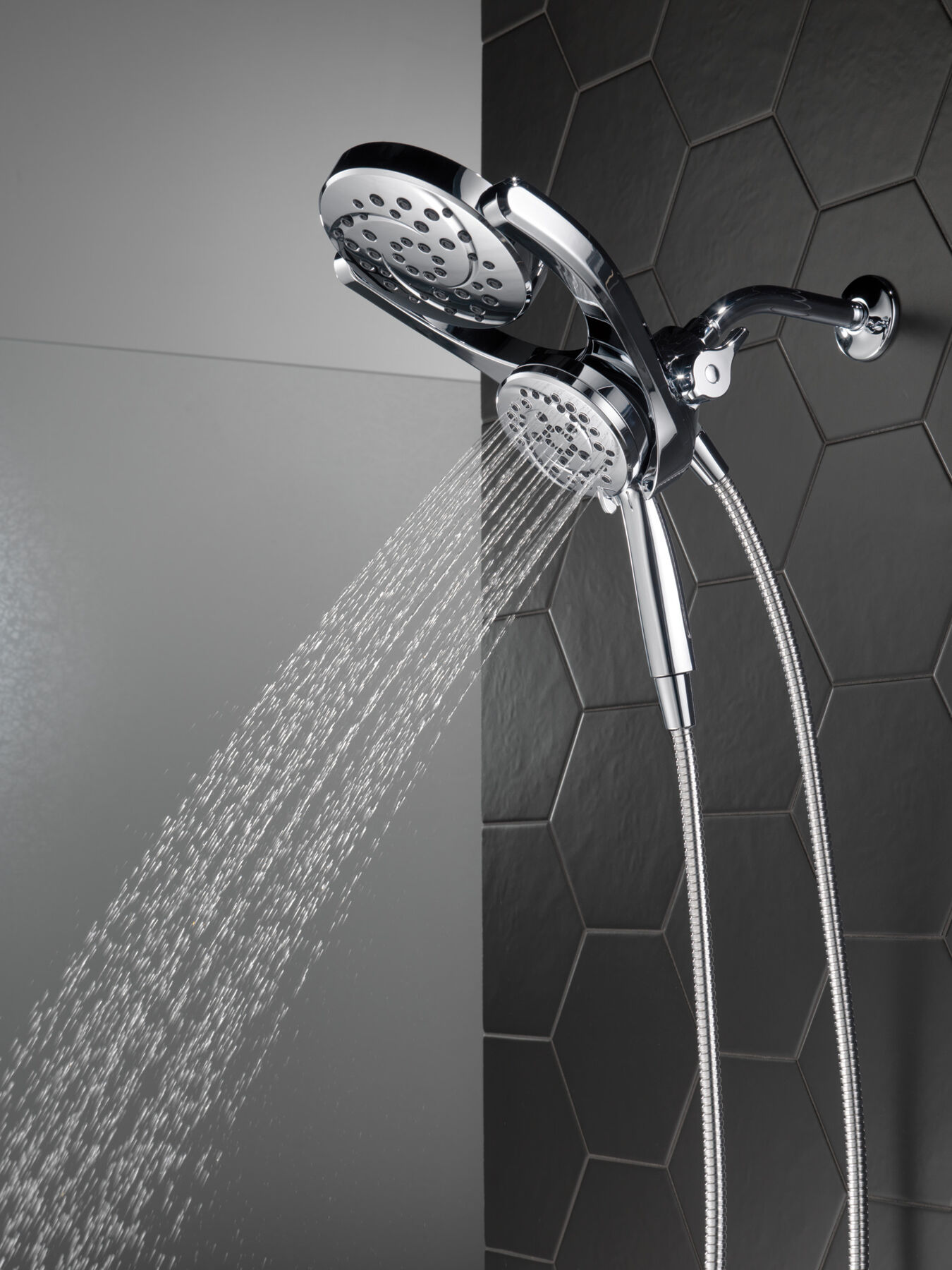 HydroRain&reg; 4-Setting Two-in-One Shower Head (Recertified)