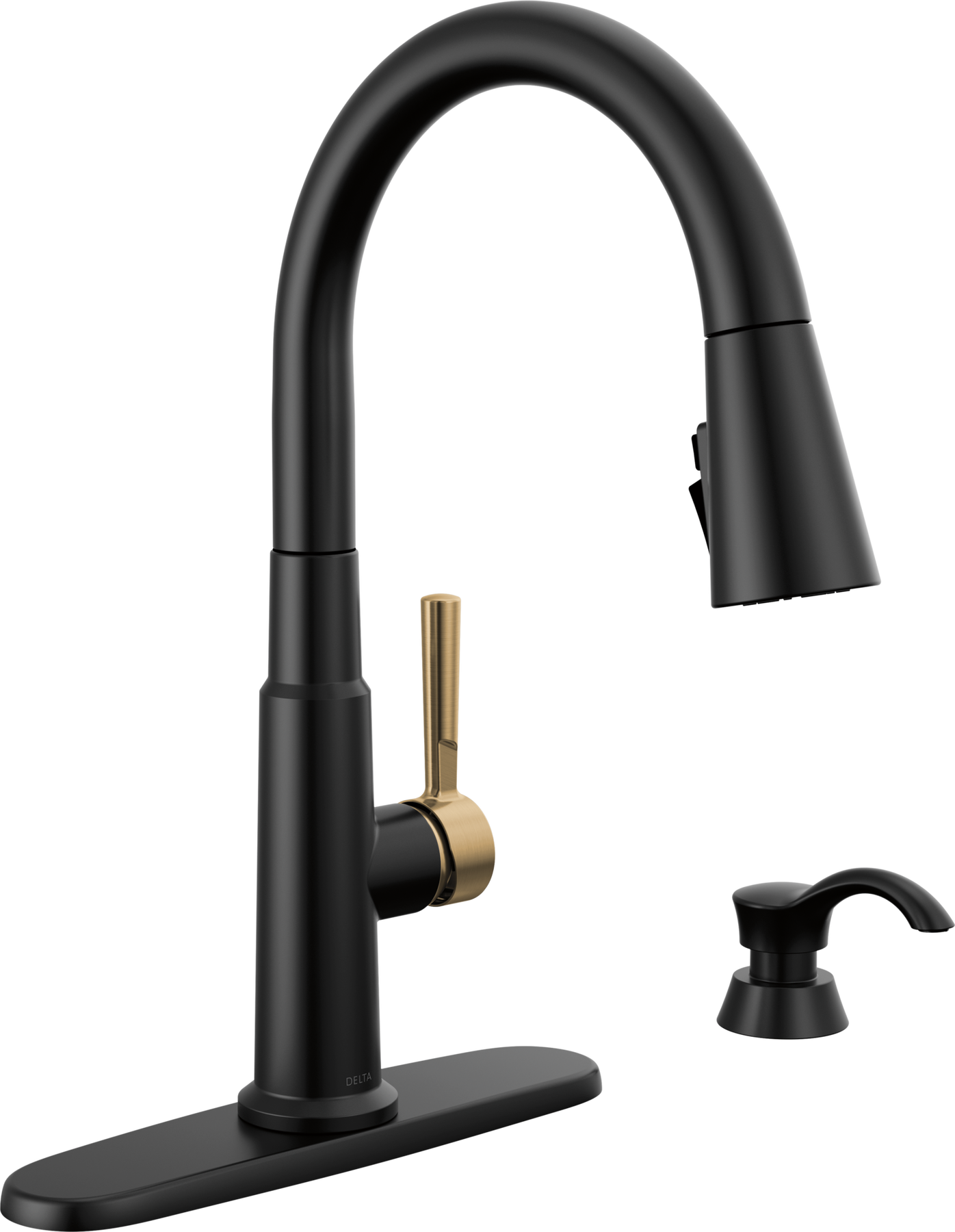 Single Handle Pull-Down Kitchen Faucet with Soap Dispenser and ShieldSpray&reg; Technology